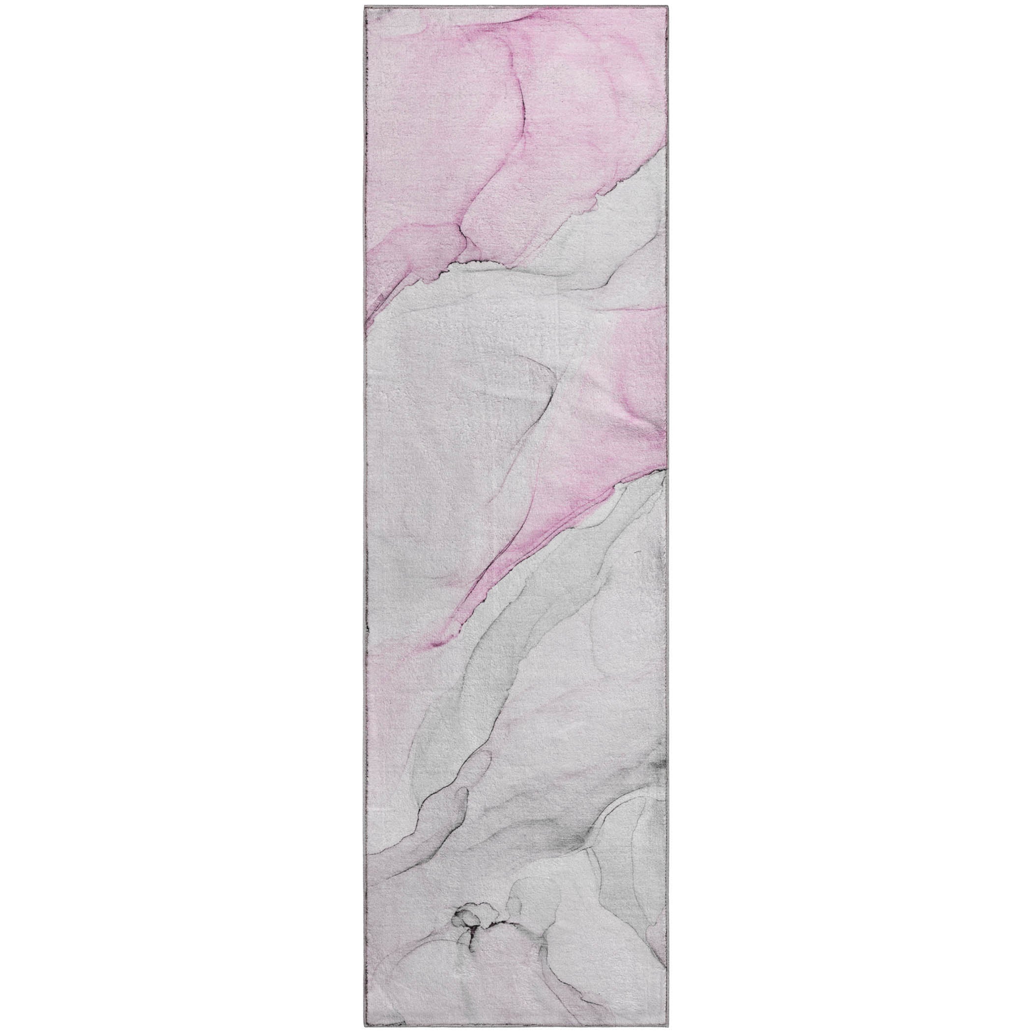 Porto Machine Washable Transitional Pink Rug 2'3" x 7'6" #shape_Runner