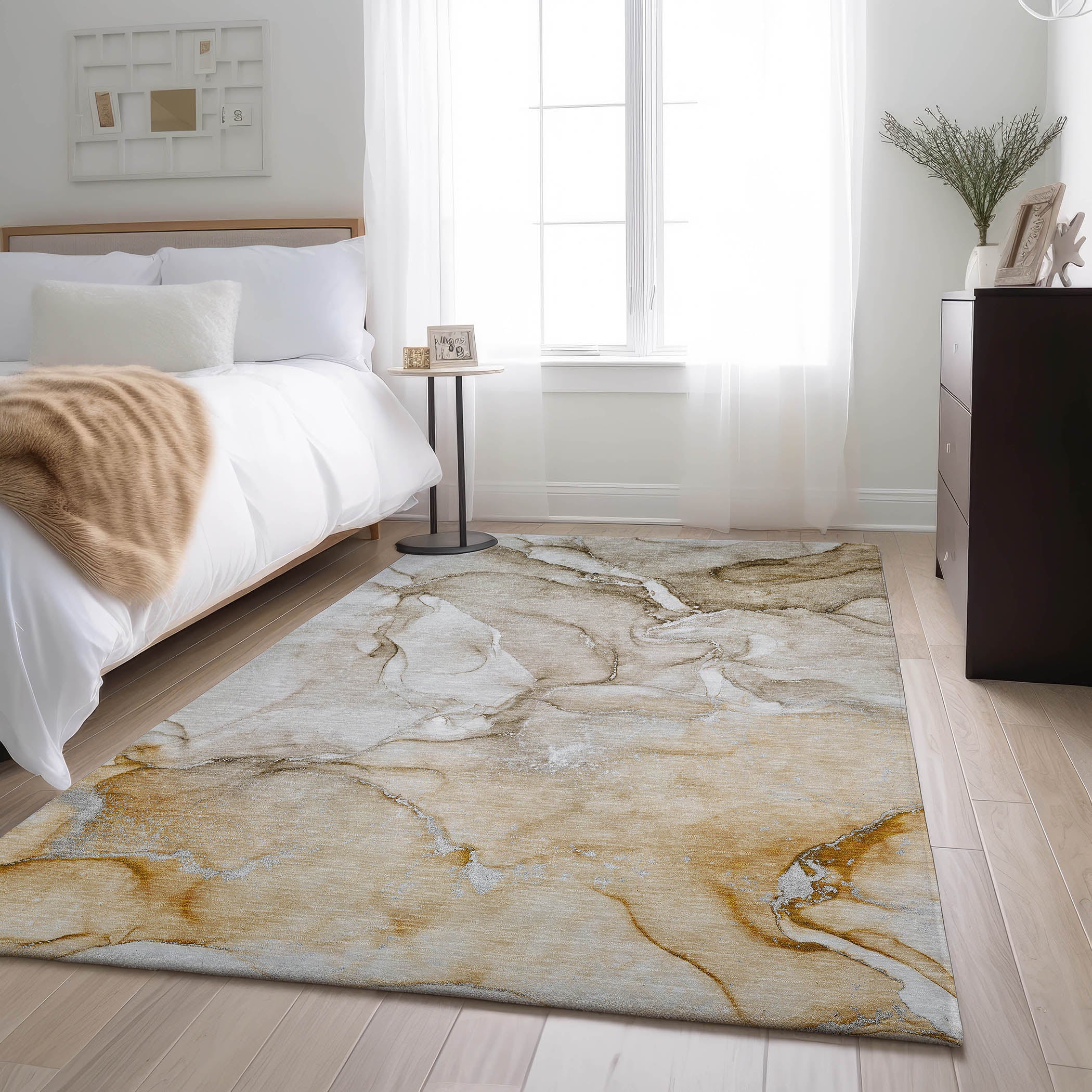 Porto Machine Washable Transitional Brown Rug 2'6" x 3'10" #shape_Rectangle