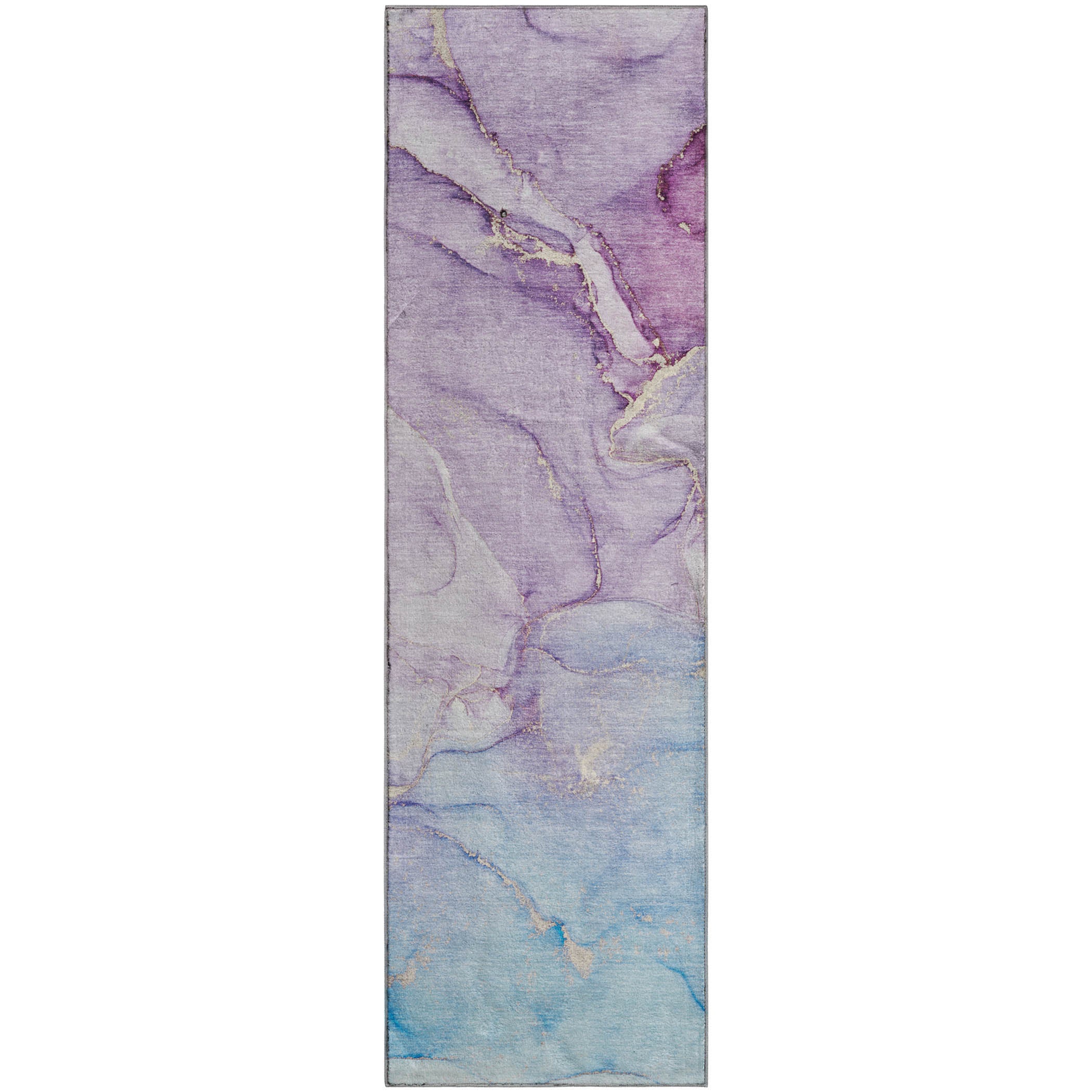 Porto Machine Washable Transitional Purple Rug 2'3" x 7'6" #shape_Runner
