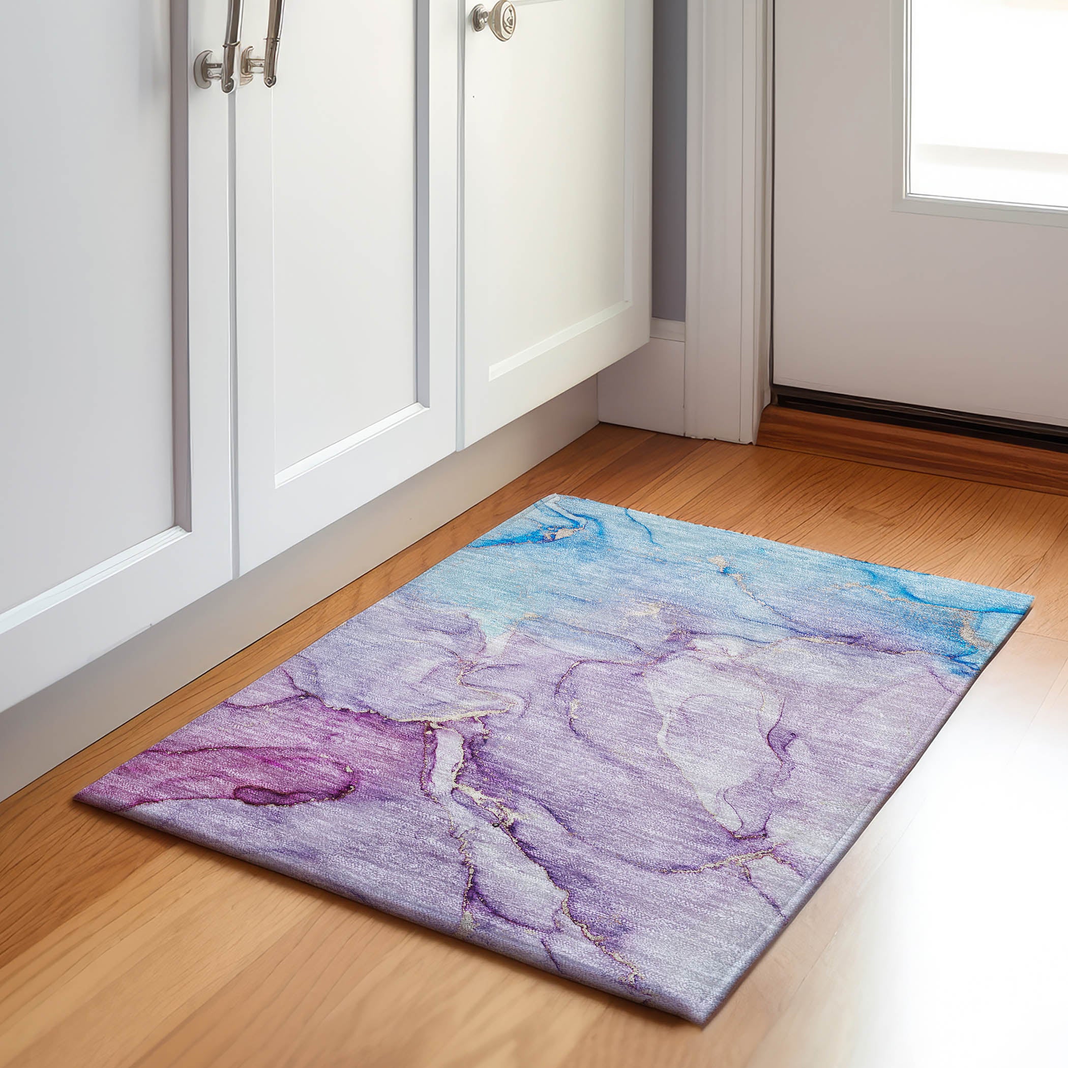 Porto Machine Washable Transitional Purple Rug 1'8" x 2'6" #shape_Rectangle