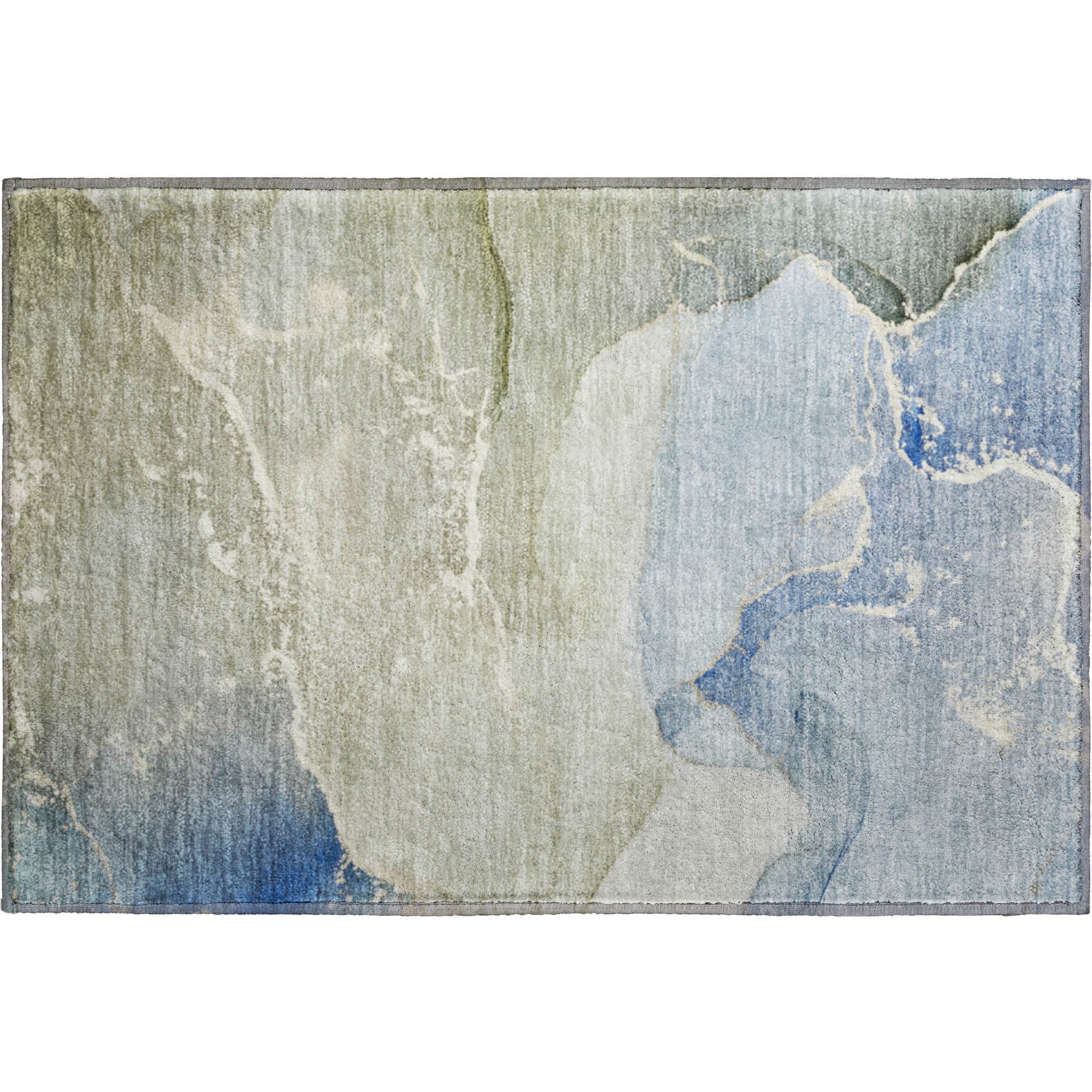 Bruges Machine Washable Transitional Blue Rug 1'8" x 2'6" #shape_Rectangle