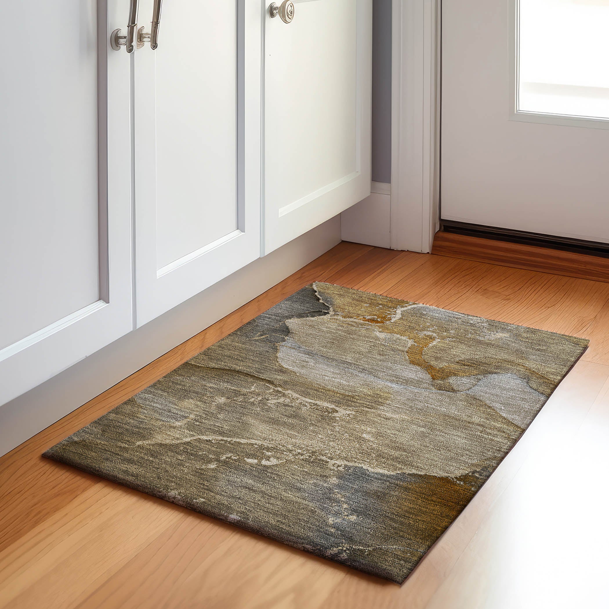 Bruges Machine Washable Transitional Brown Rug 1'8" x 2'6" #shape_Rectangle