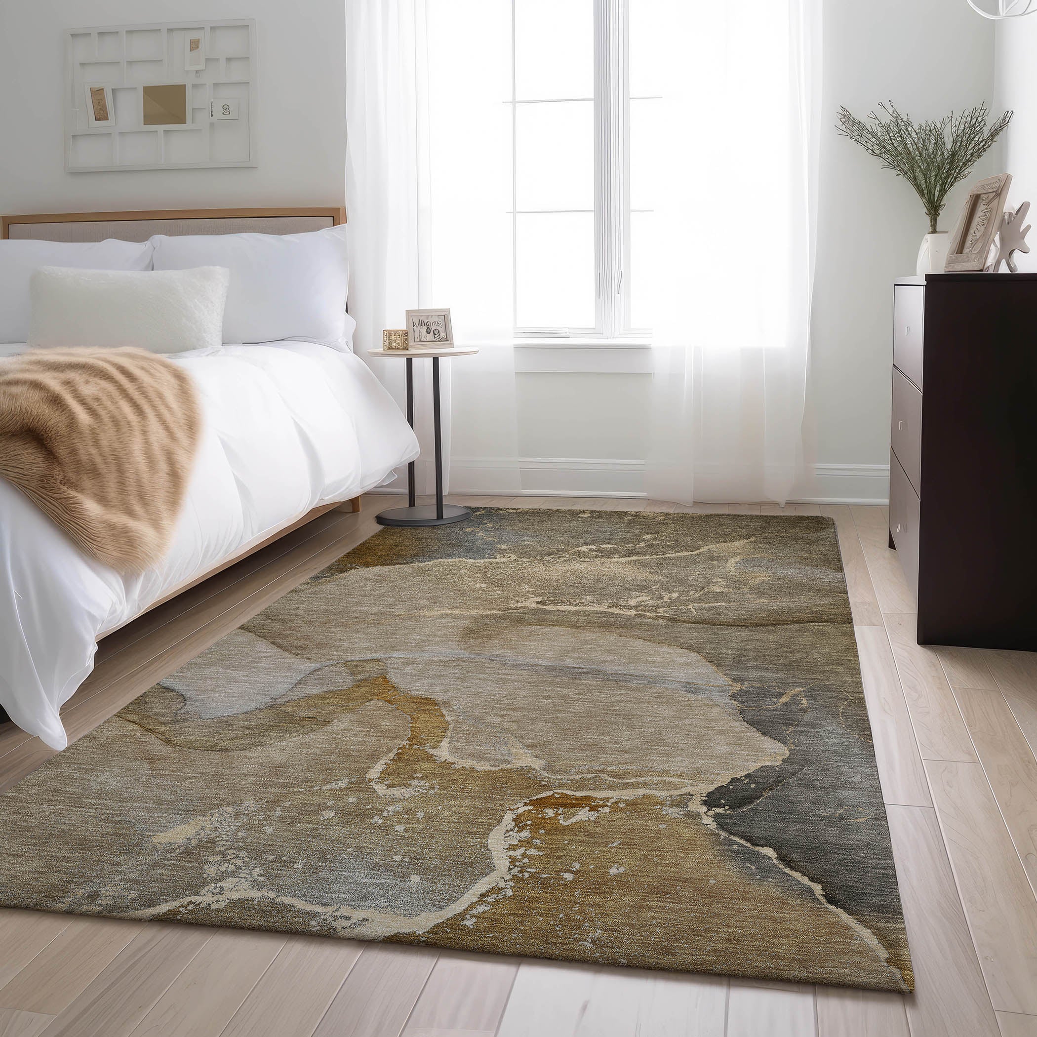 Bruges Machine Washable Transitional Brown Rug 2'6" x 3'10" #shape_Rectangle