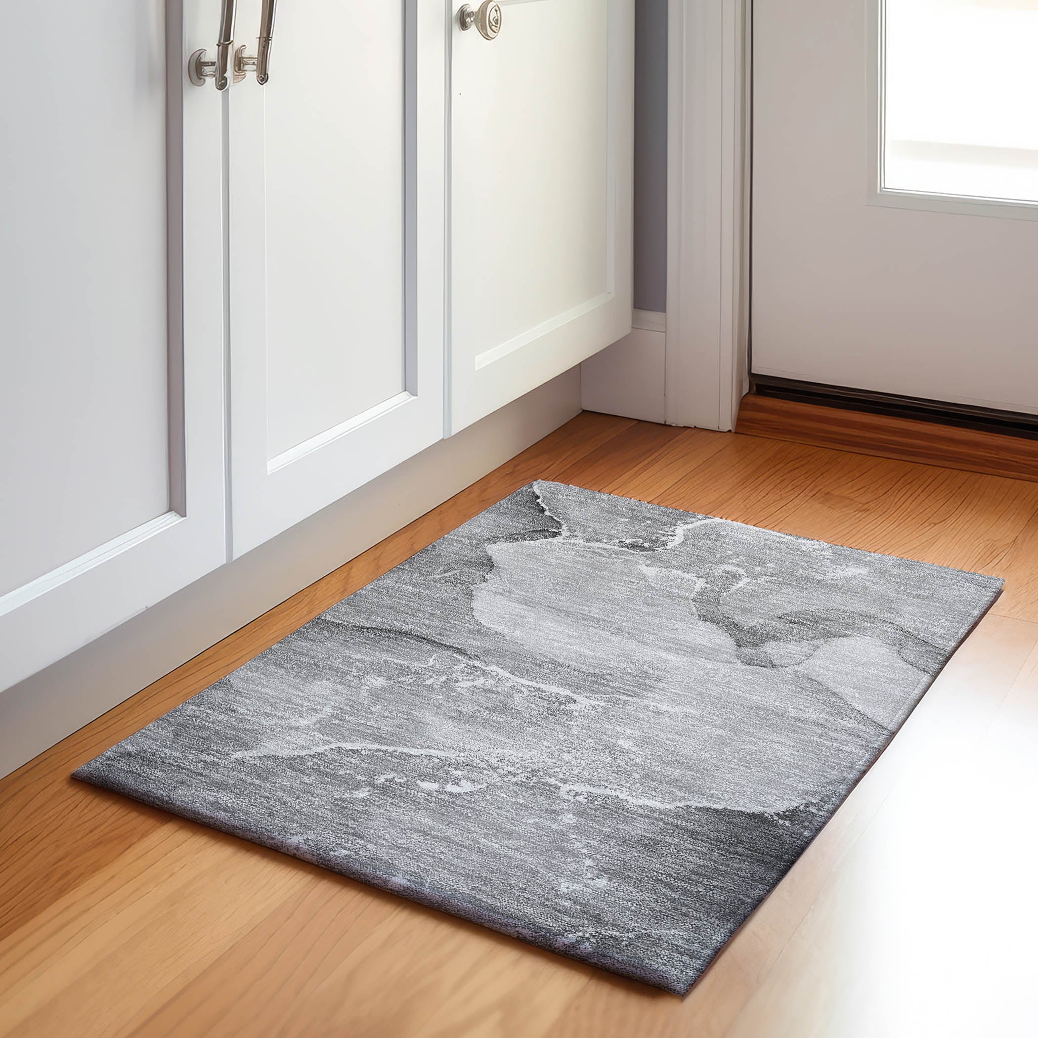 Bruges Machine Washable Transitional Gray Rug 1'8" x 2'6" #shape_Rectangle