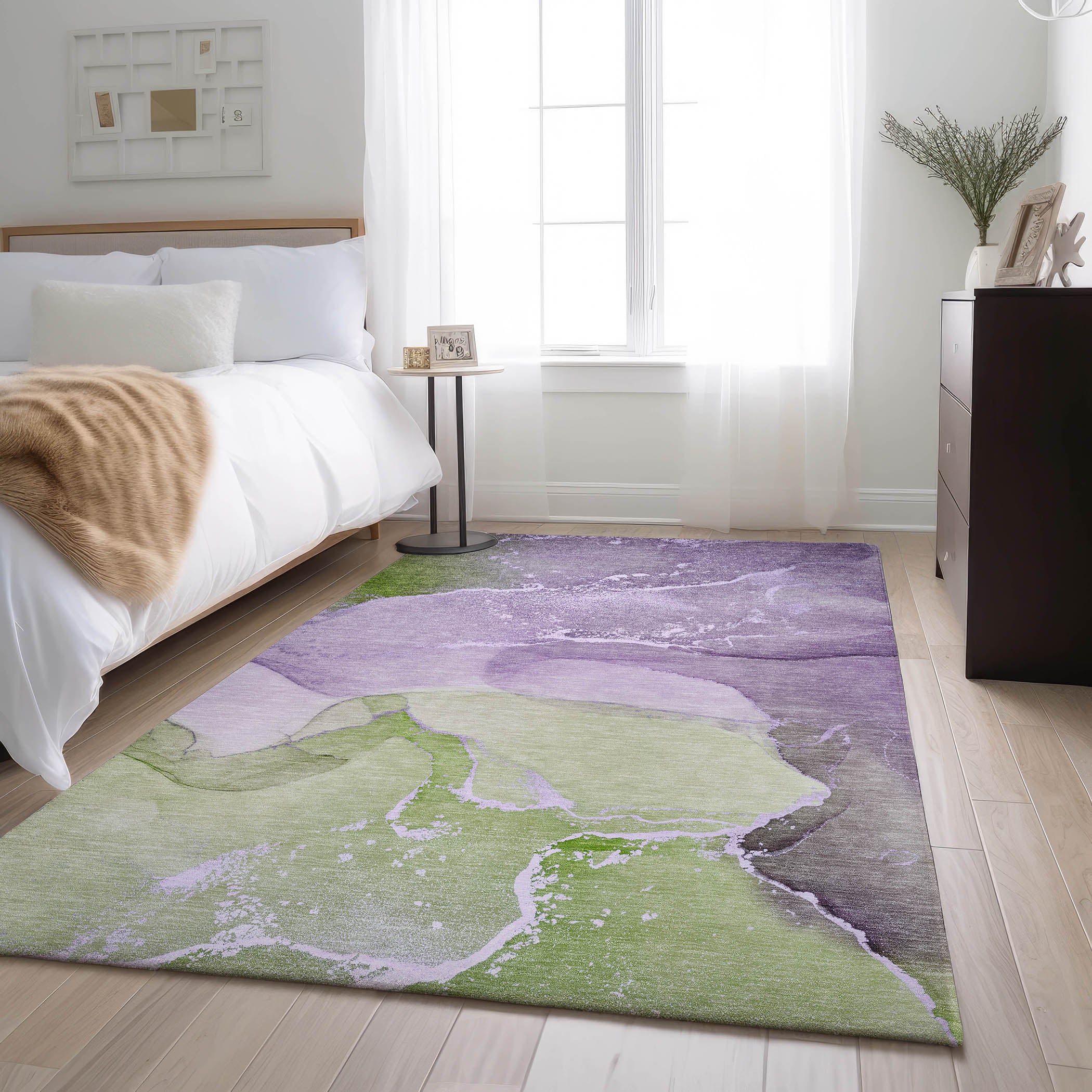 Bruges Machine Washable Transitional Purple Rug 2'6" x 3'10" #shape_Rectangle