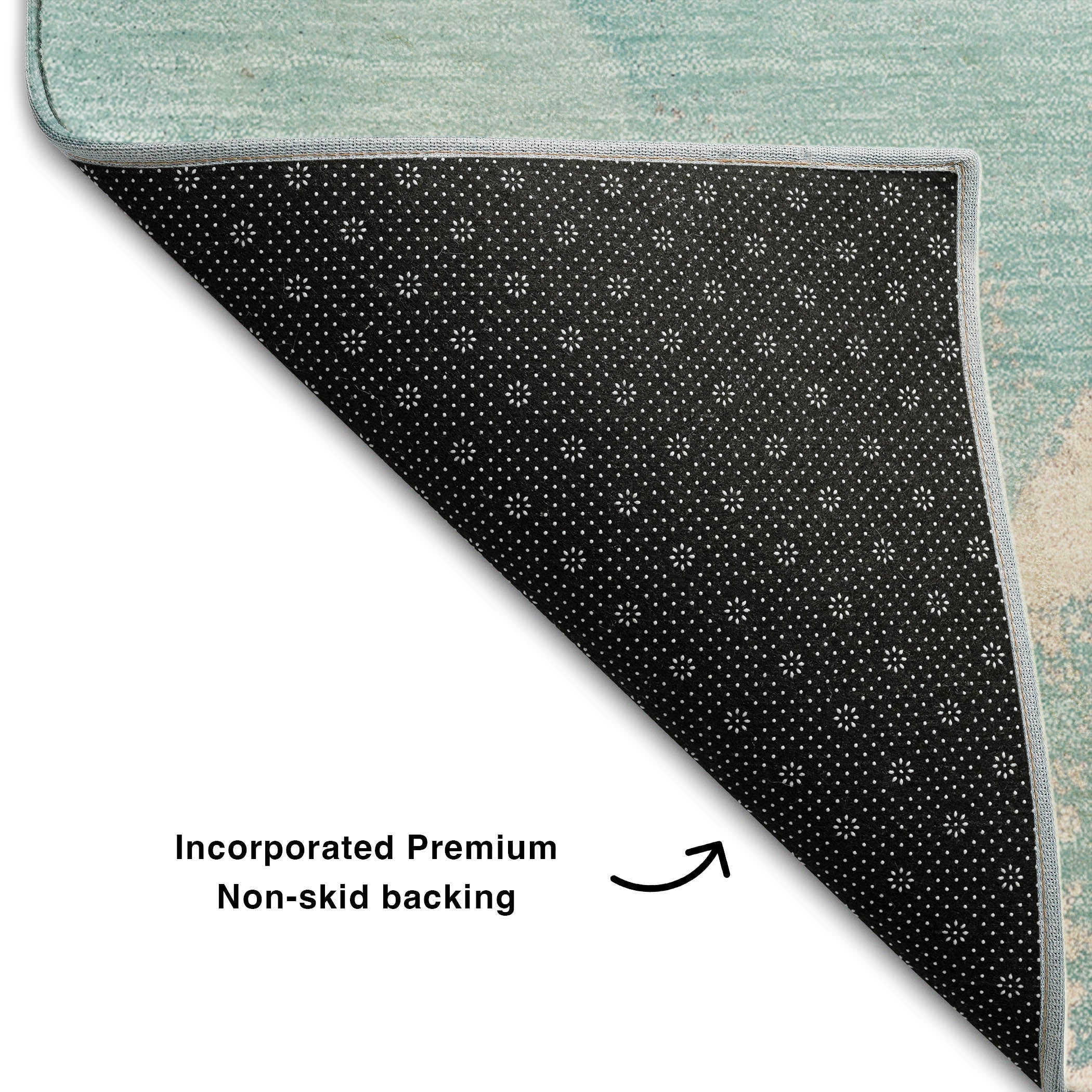 Bruges Machine Washable Transitional Teal Rug 1'8" x 2'6" #shape_Rectangle