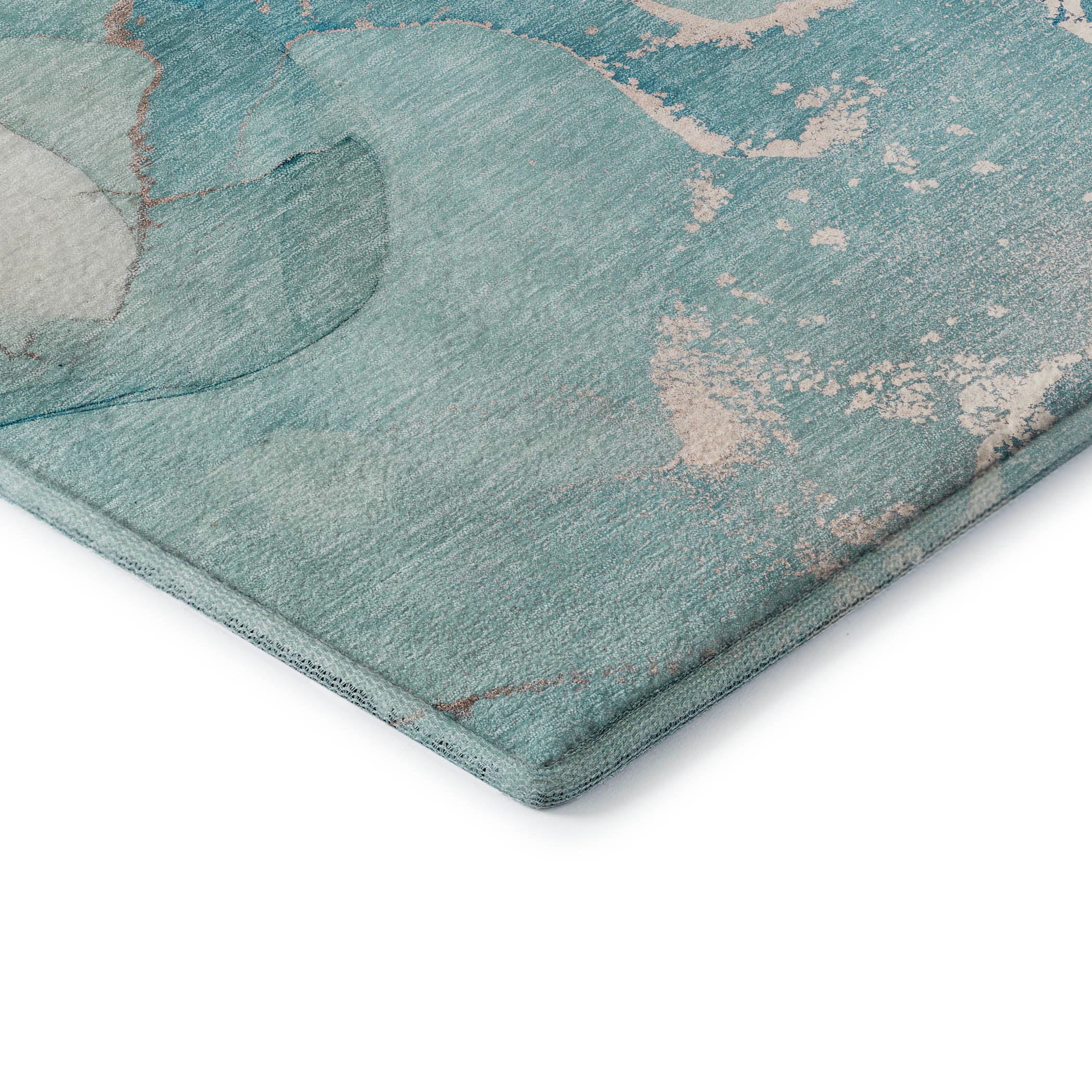Bruges Machine Washable Transitional Teal Rug 1'8" x 2'6" #shape_Rectangle