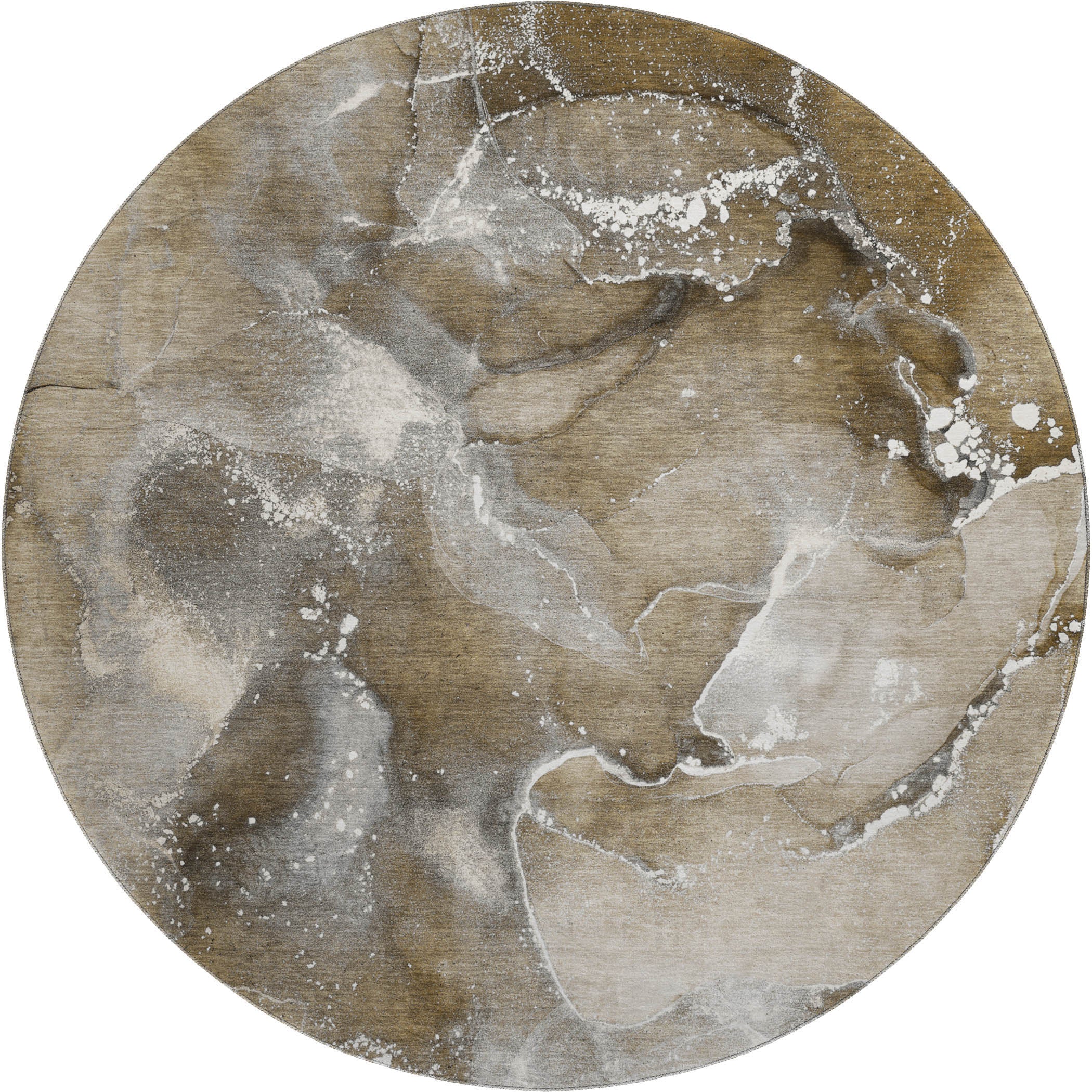 Vienna Machine Washable Transitional Brown Rug 8' x 8' #shape_Round
