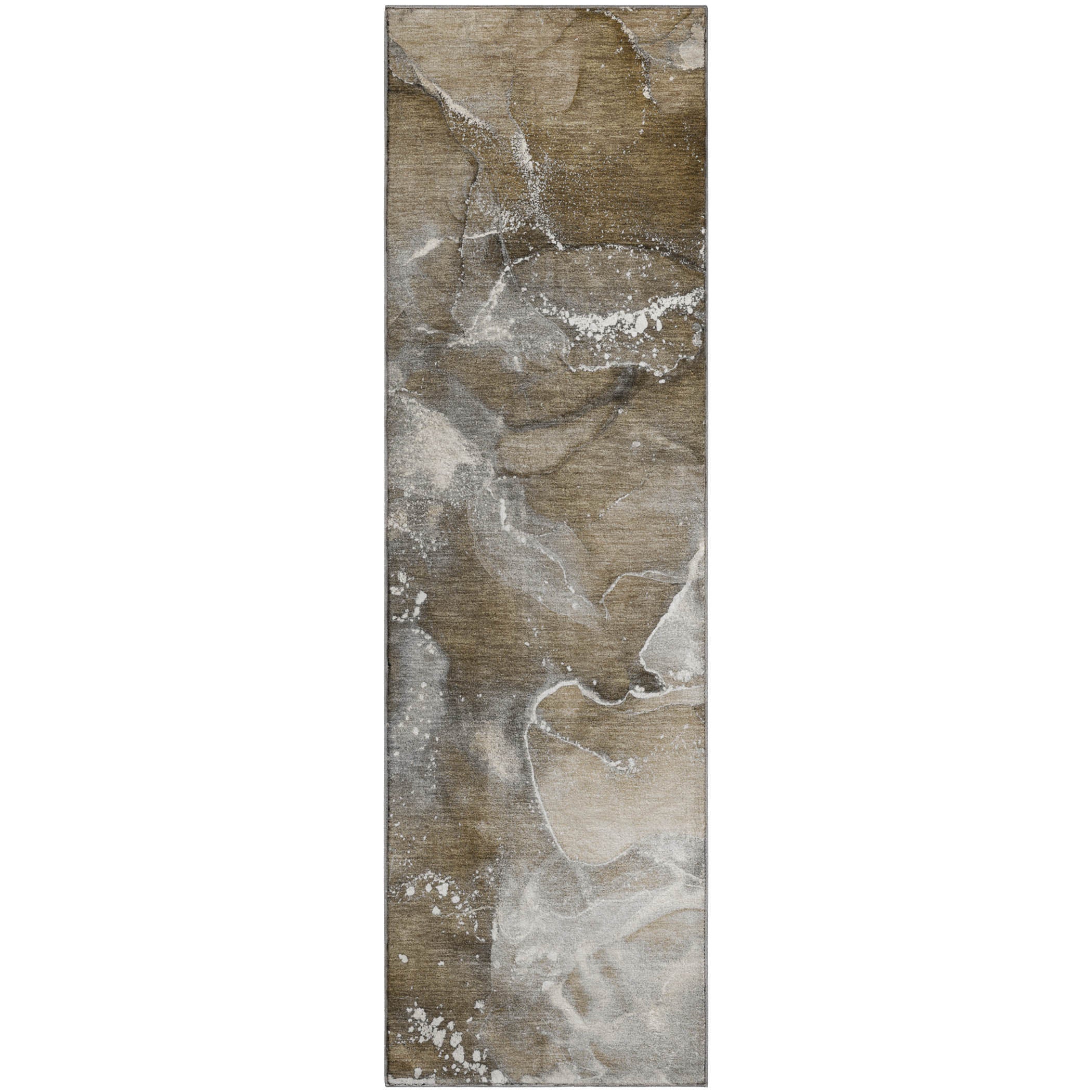Vienna Machine Washable Transitional Brown Rug 2'3" x 7'6" #shape_Runner