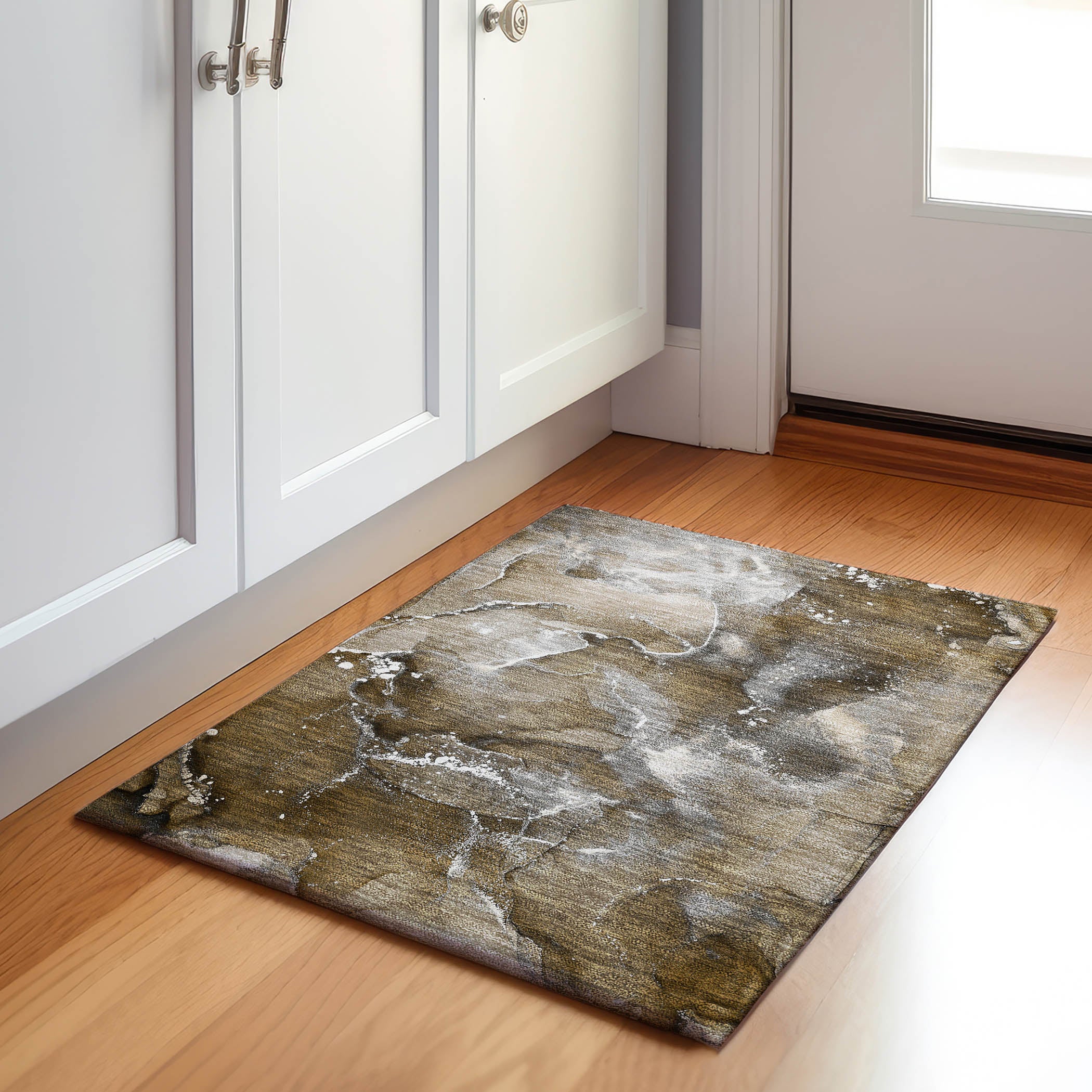 Vienna Machine Washable Transitional Brown Rug 1'8" x 2'6" #shape_Rectangle