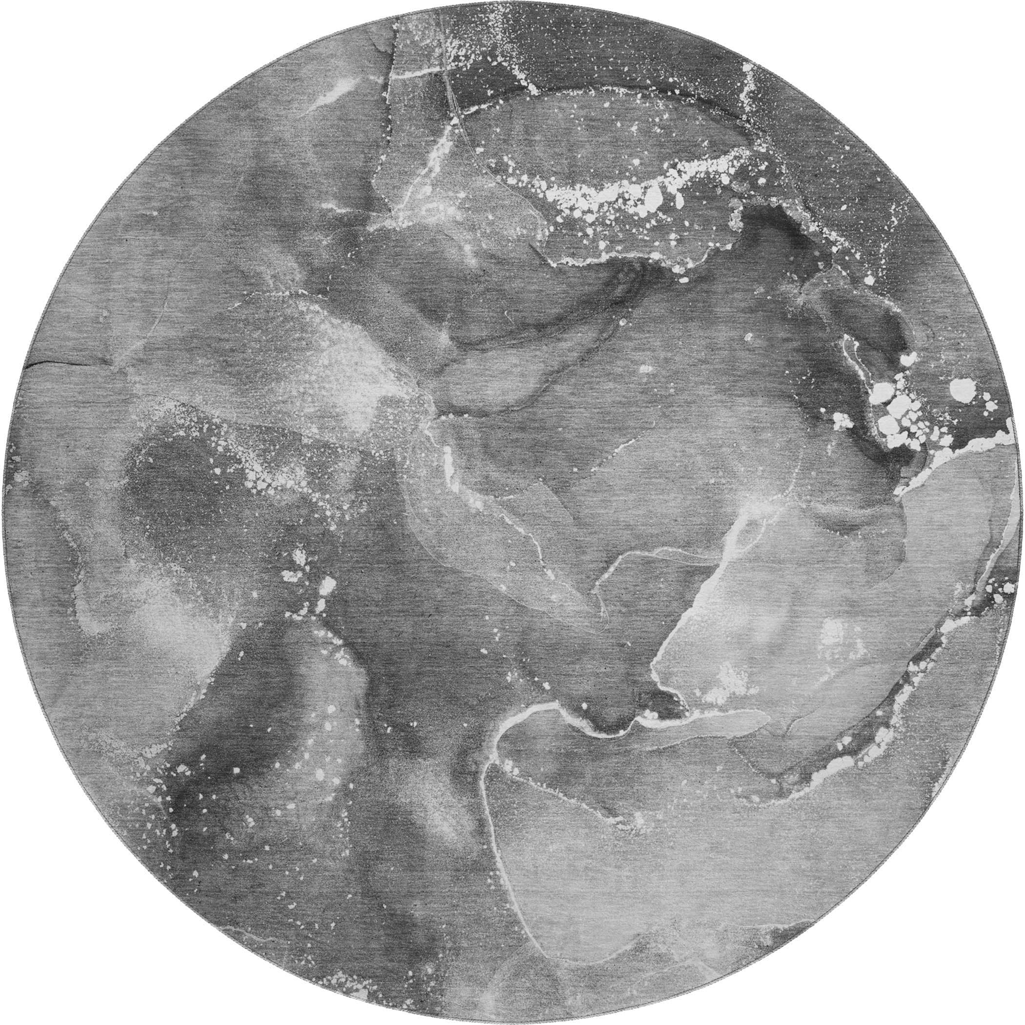 Vienna Machine Washable Transitional Gray Rug 8' x 8' #shape_Round