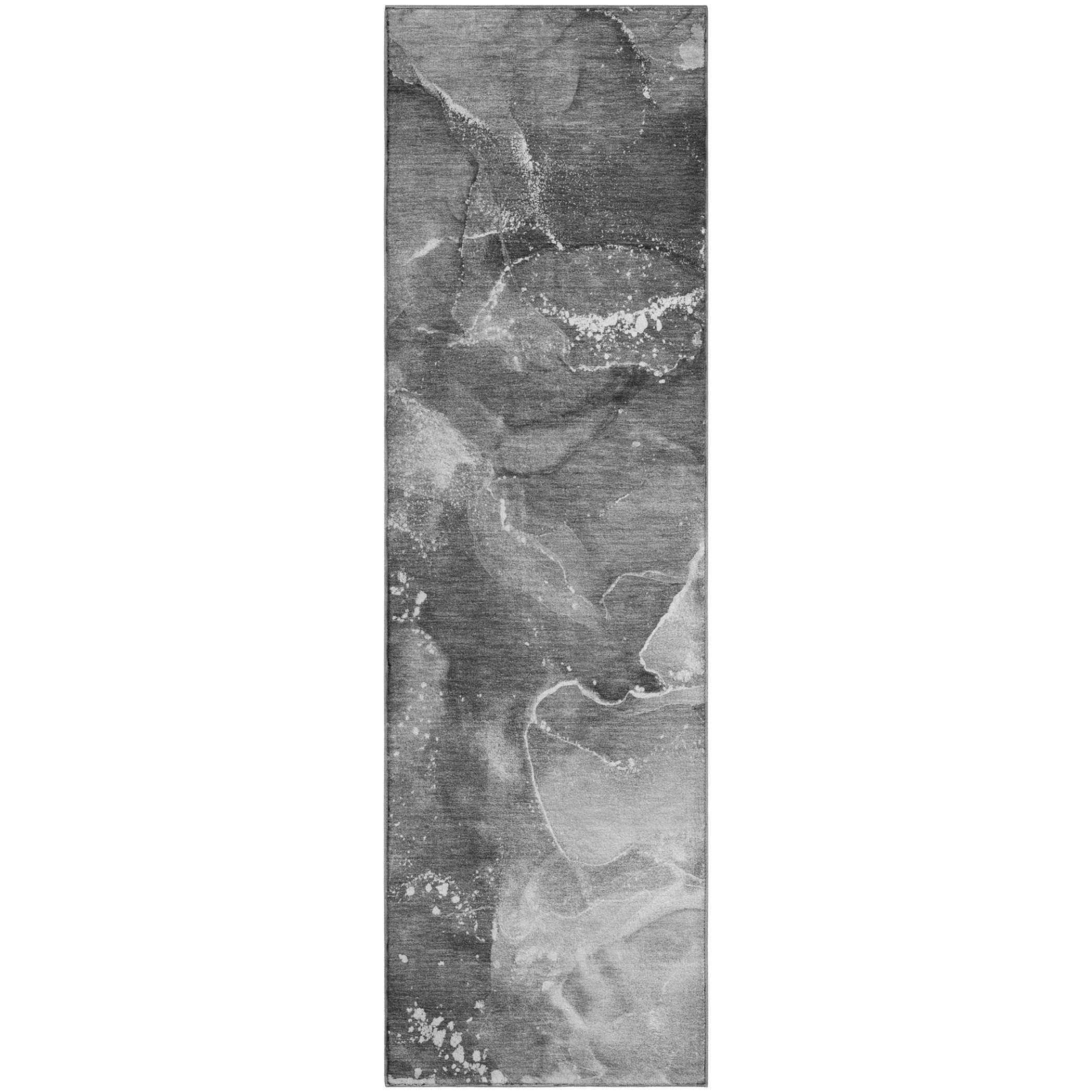 Vienna Machine Washable Transitional Gray Rug 2'3" x 7'6" #shape_Runner