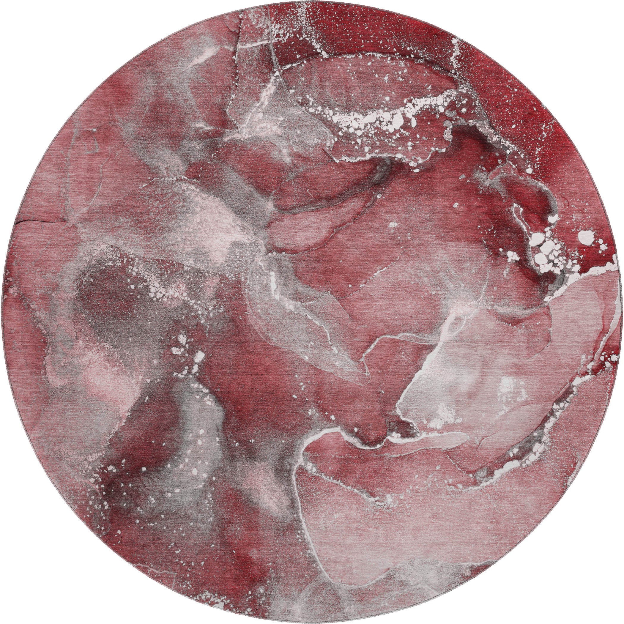 Vienna Machine Washable Transitional Merlot Red Rug 8' x 8' #shape_Round
