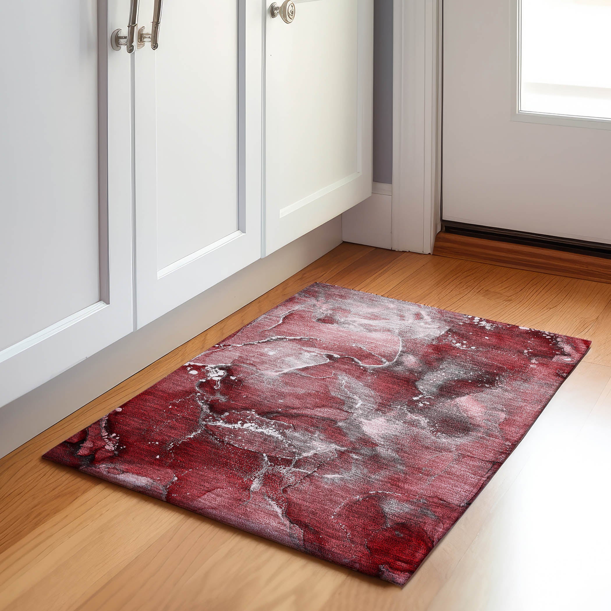 Vienna Machine Washable Transitional Merlot Red Rug 1'8" x 2'6" #shape_Rectangle
