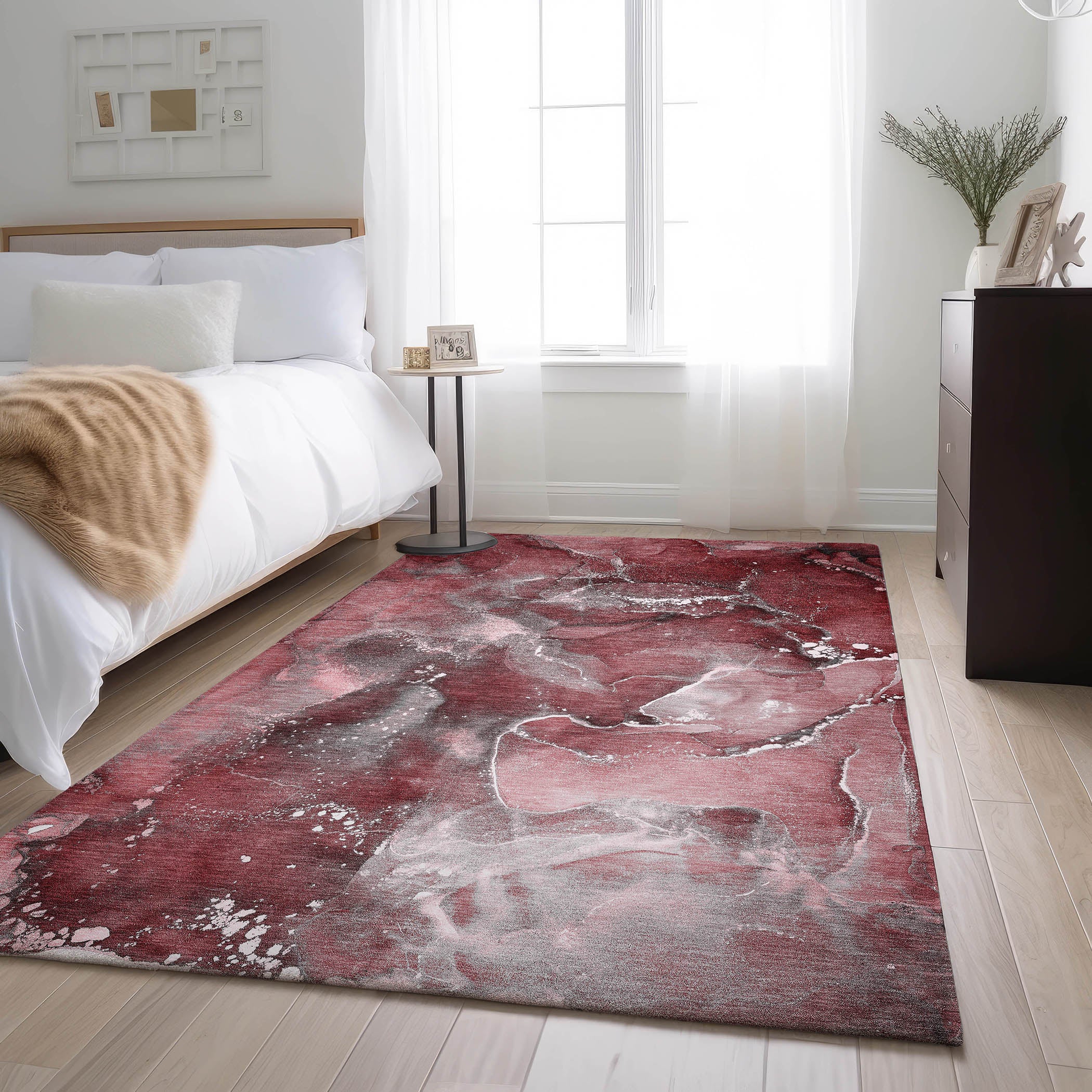 Vienna Machine Washable Transitional Merlot Red Rug 2'6" x 3'10" #shape_Rectangle