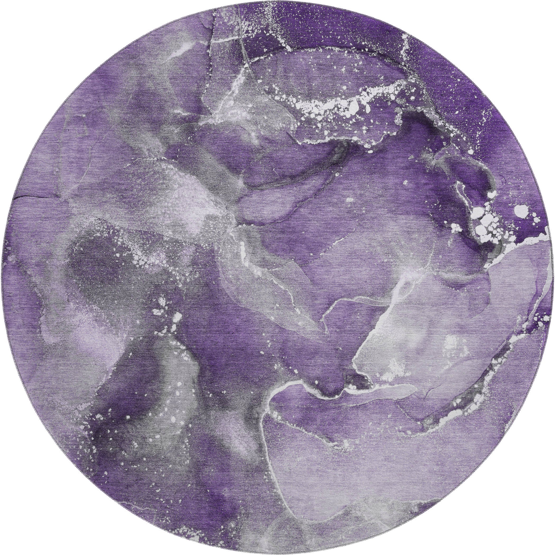 Vienna Machine Washable Transitional Purple Rug 8' x 8' #shape_Round