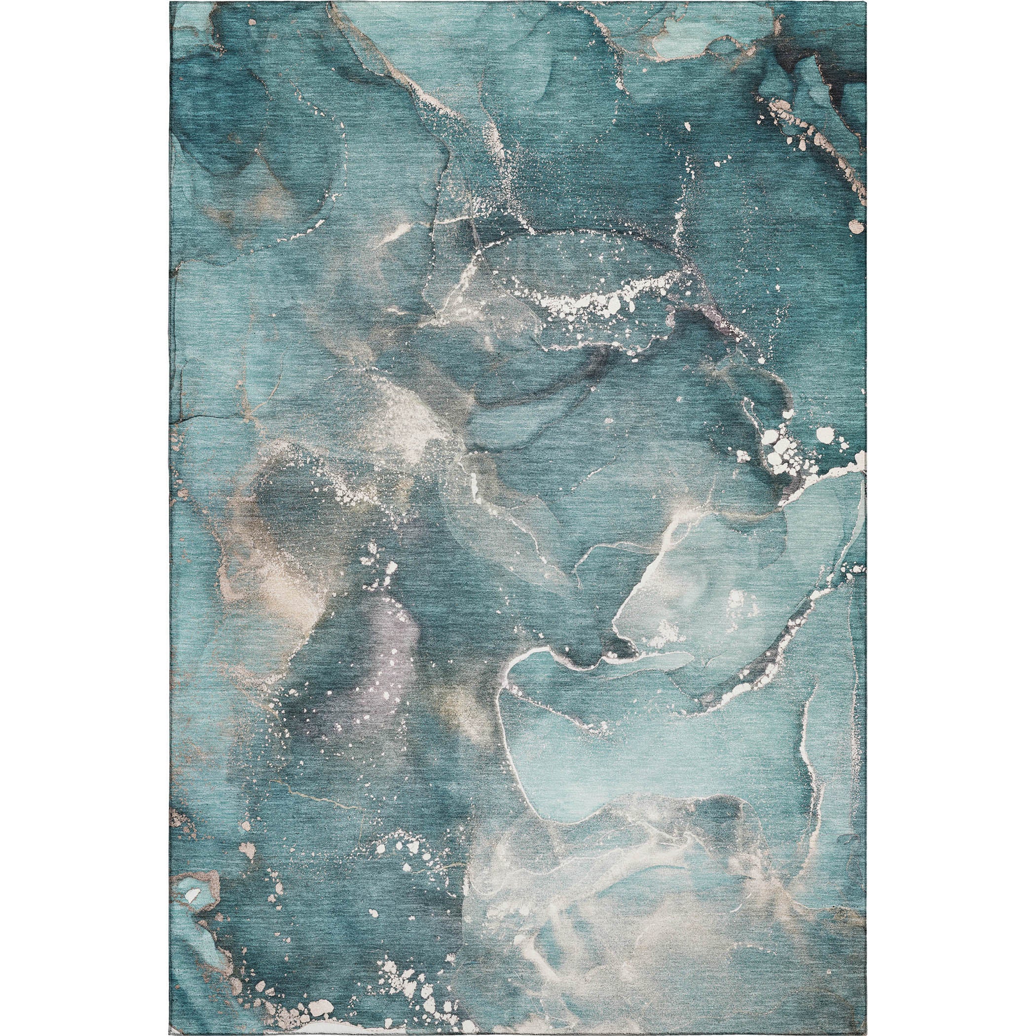 Vienna Machine Washable Transitional Teal Rug 2'6" x 3'10" #shape_Rectangle