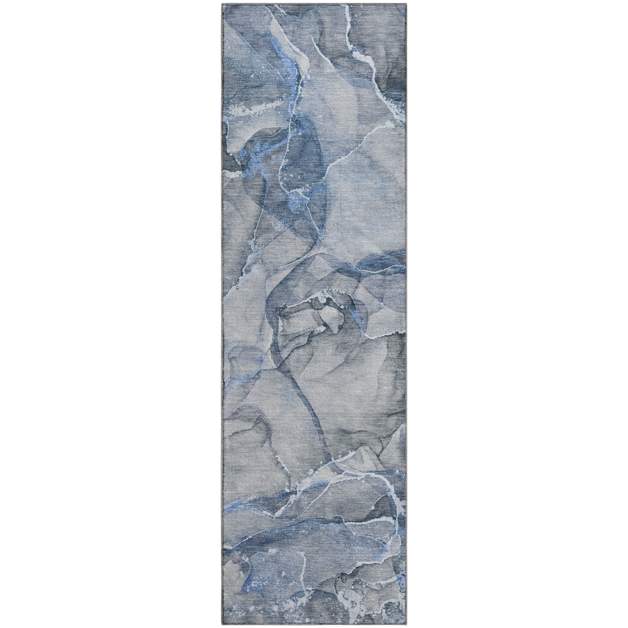 Sintra Machine Washable Transitional Blue Rug 2'3" x 7'6" #shape_Runner