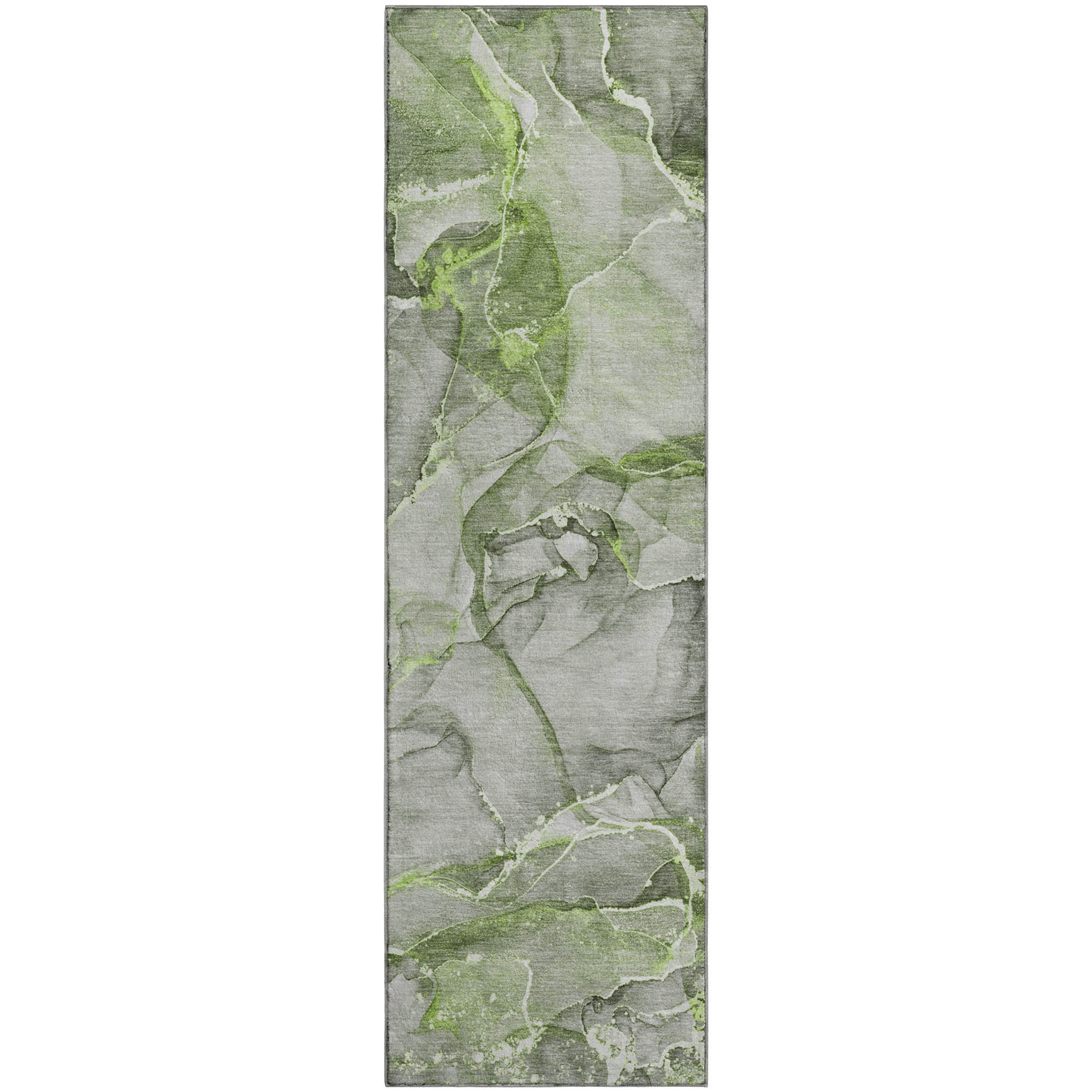 Sintra Machine Washable Transitional Green Rug 2'3" x 7'6" #shape_Runner