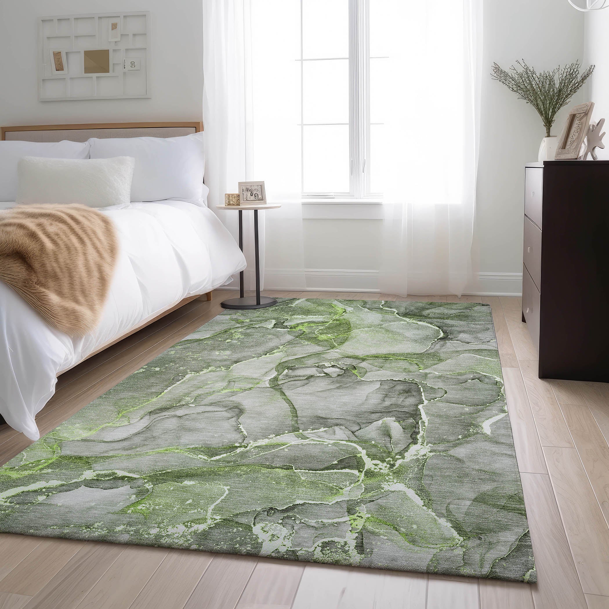 Sintra Machine Washable Transitional Green Rug 2'6" x 3'10" #shape_Rectangle