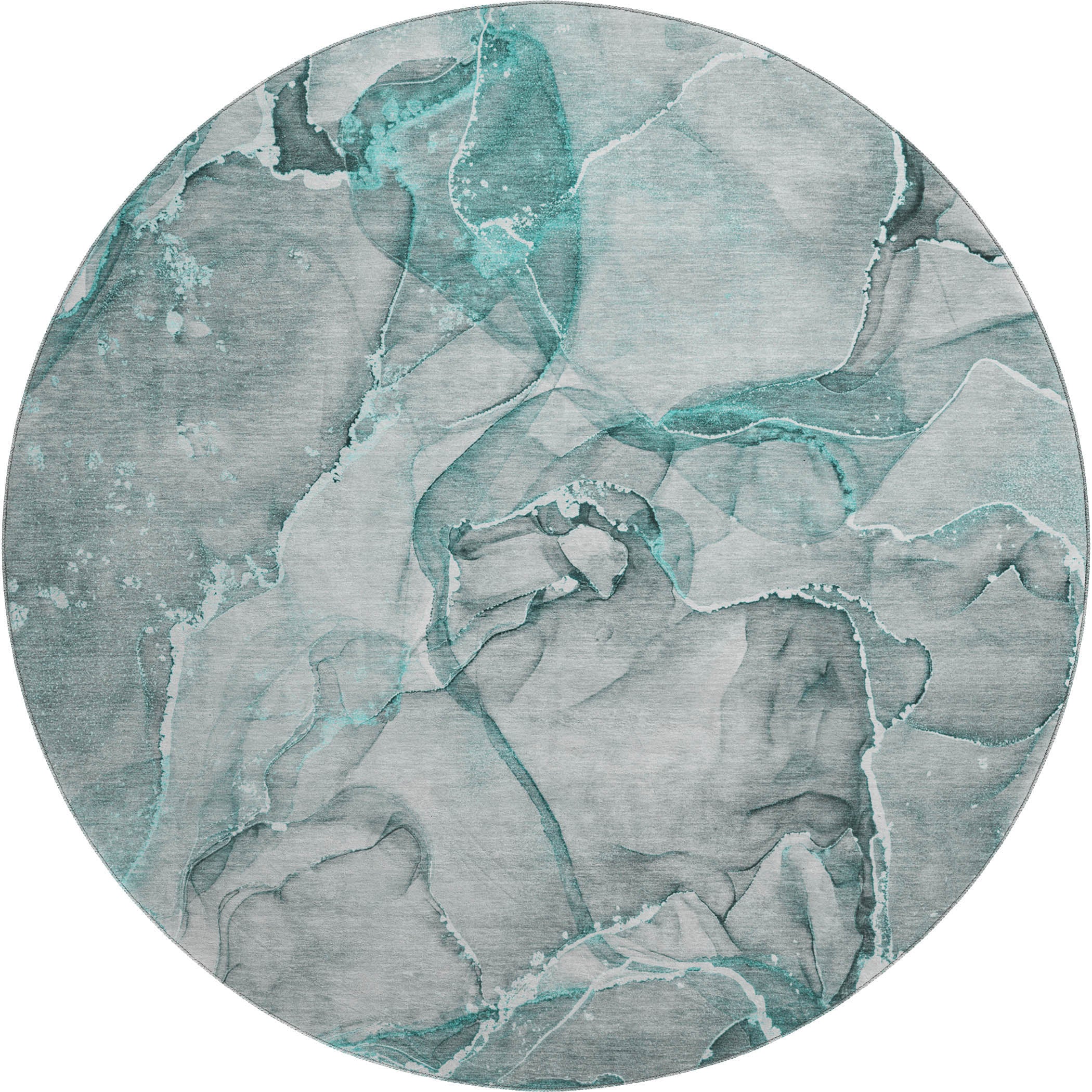 Sintra Machine Washable Transitional Teal Rug 8' x 8' #shape_Round