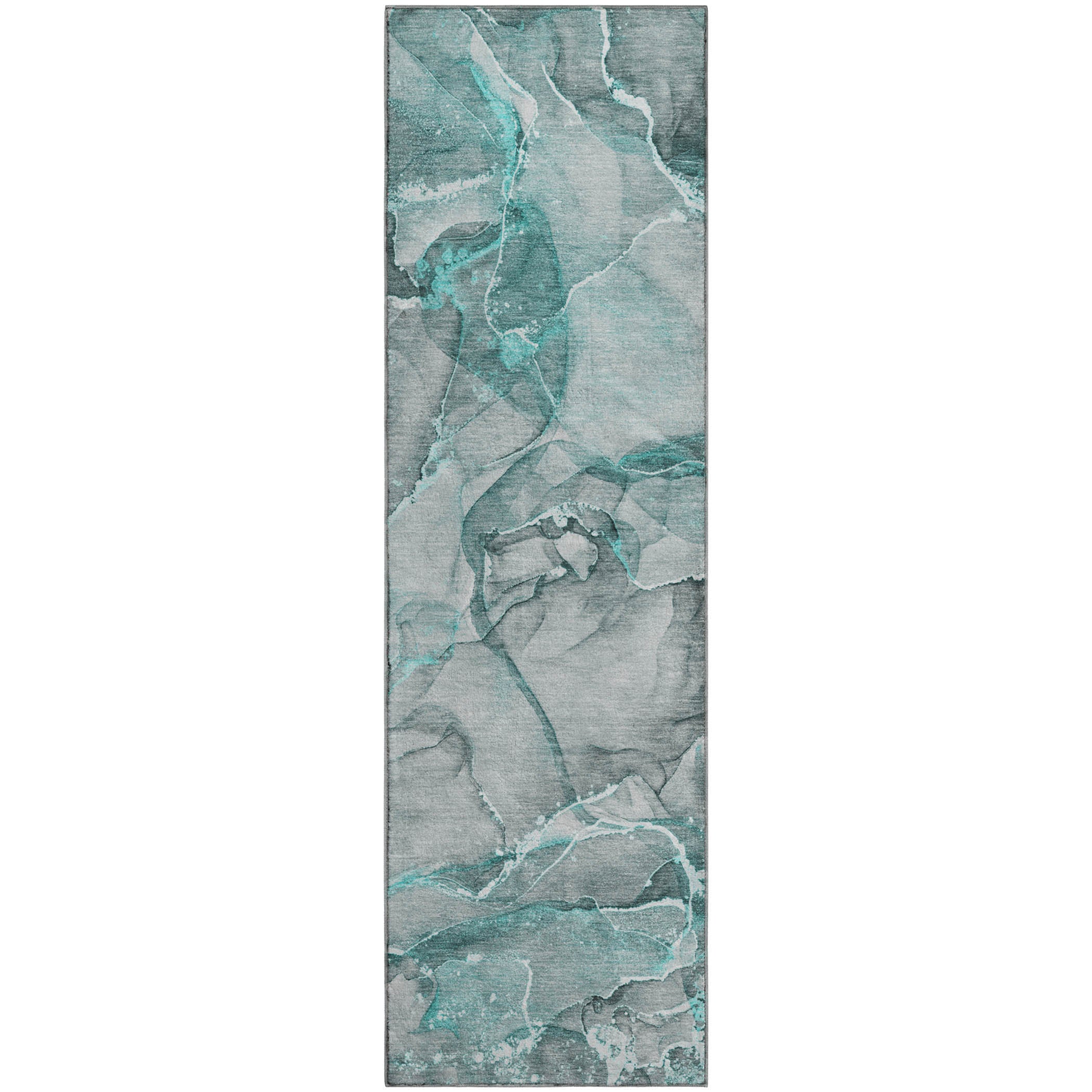Sintra Machine Washable Transitional Teal Rug 2'3" x 7'6" #shape_Runner