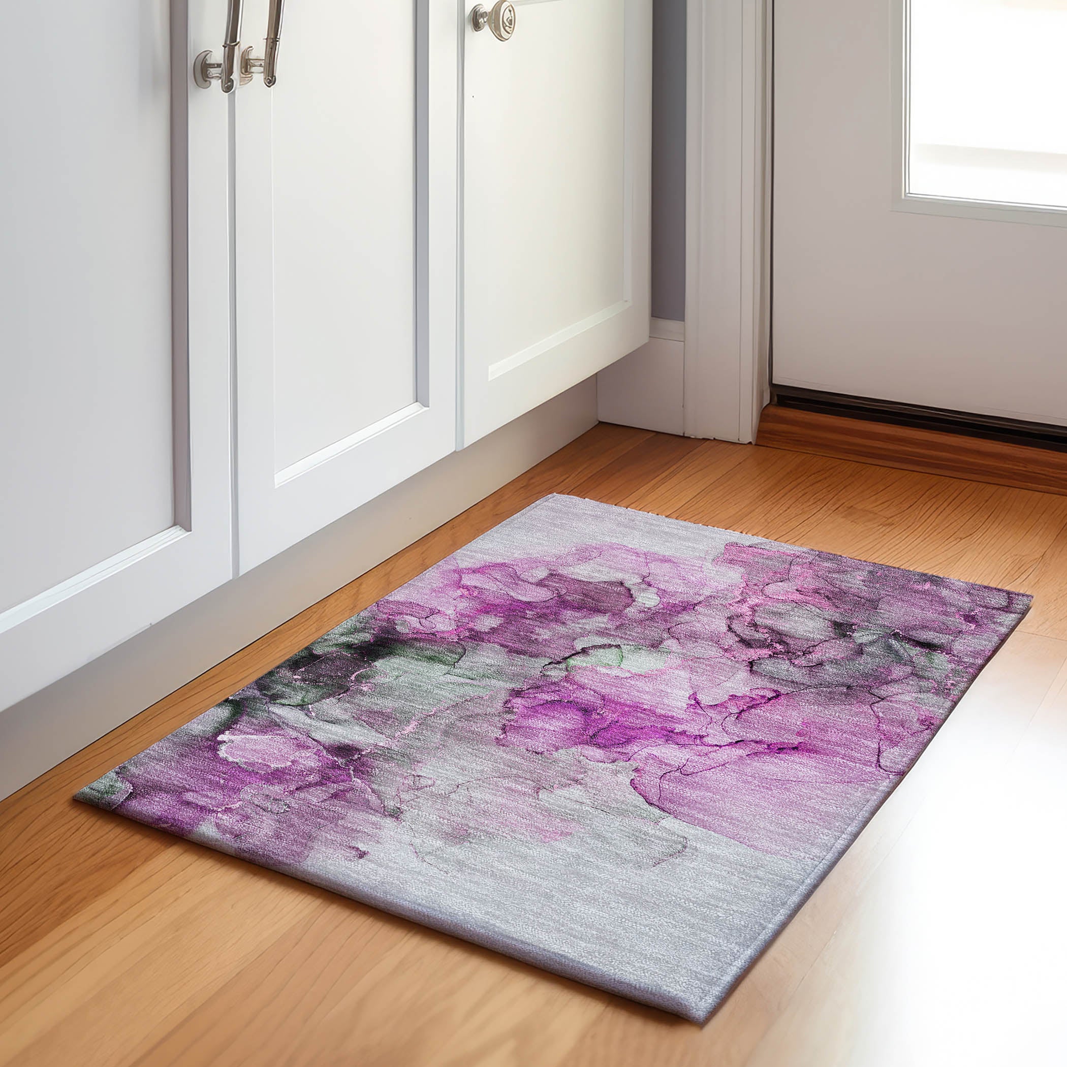 Marrakech Machine Washable Transitional Pink Rug 1'8" x 2'6" #shape_Rectangle