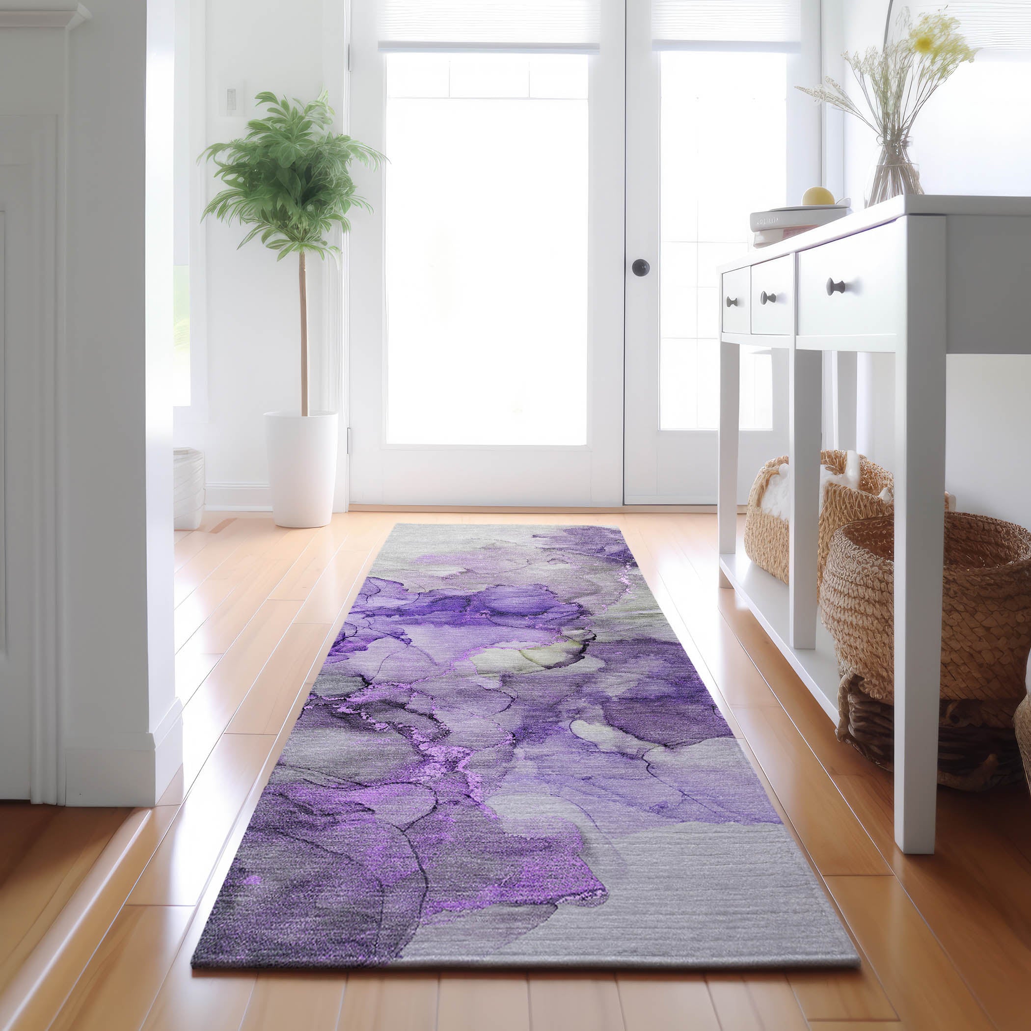 Marrakech Machine Washable Transitional Purple Rug 2'3" x 7'6" #shape_Runner