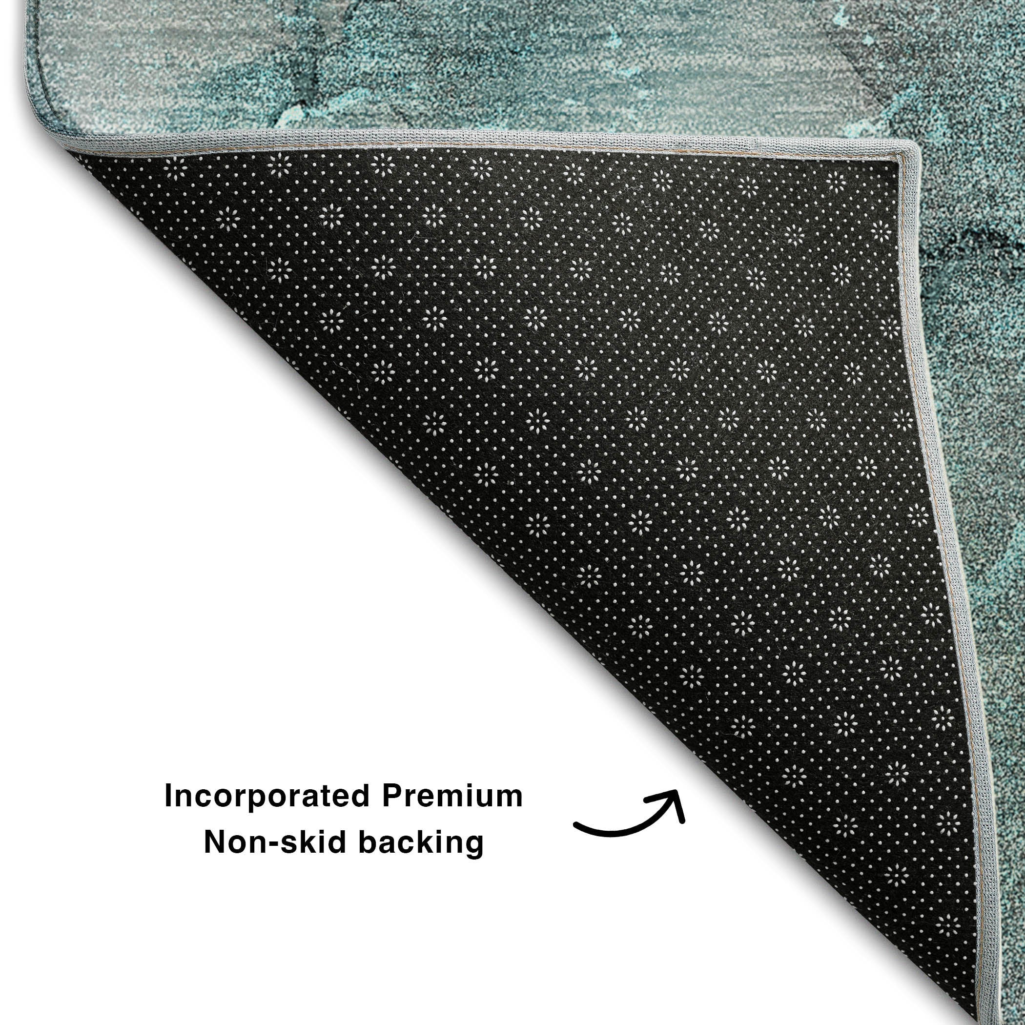 Marrakech Machine Washable Transitional Teal Rug 1'8" x 2'6" #shape_Rectangle