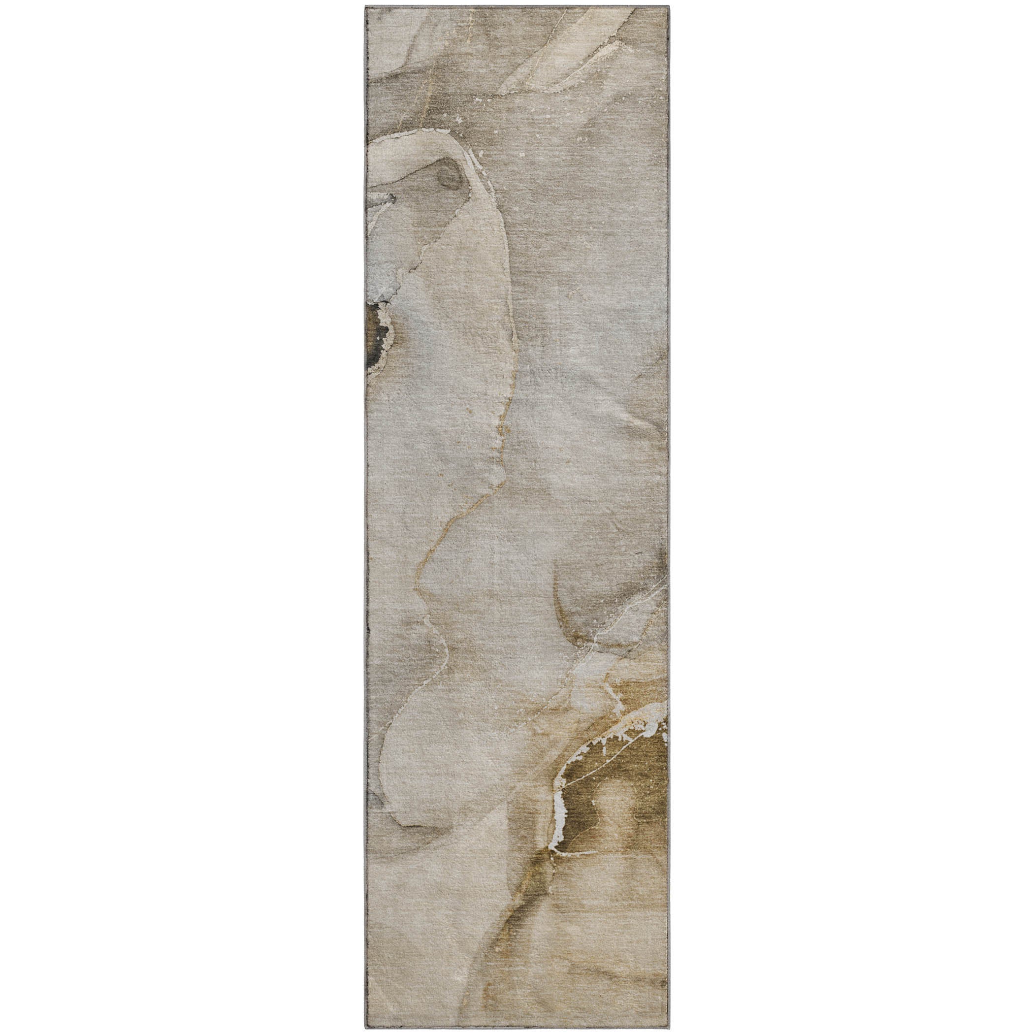 Budapest Machine Washable Transitional Beige Brown Rug 2'3" x 7'6" #shape_Runner