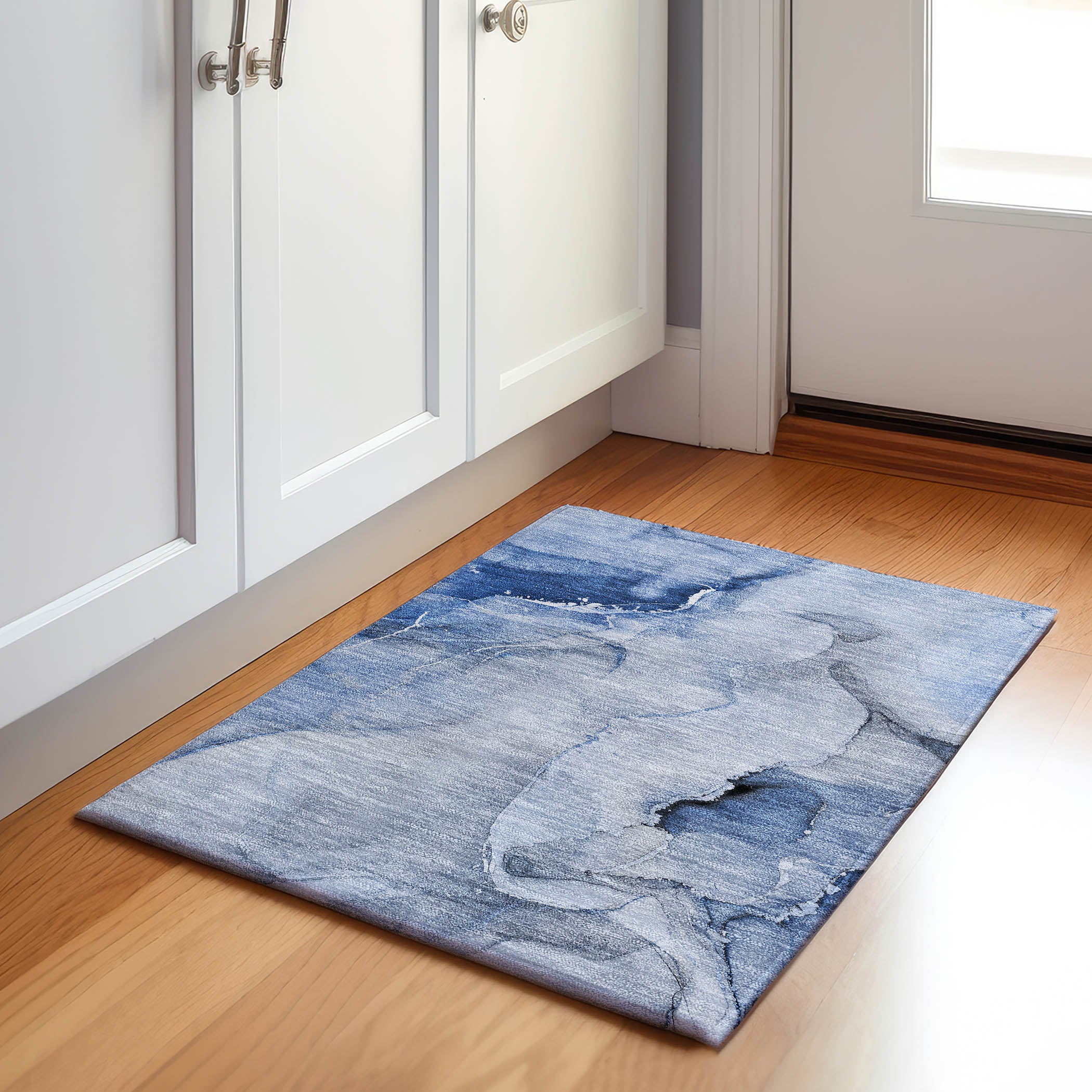 Budapest Machine Washable Transitional Blue Rug 1'8" x 2'6" #shape_Rectangle