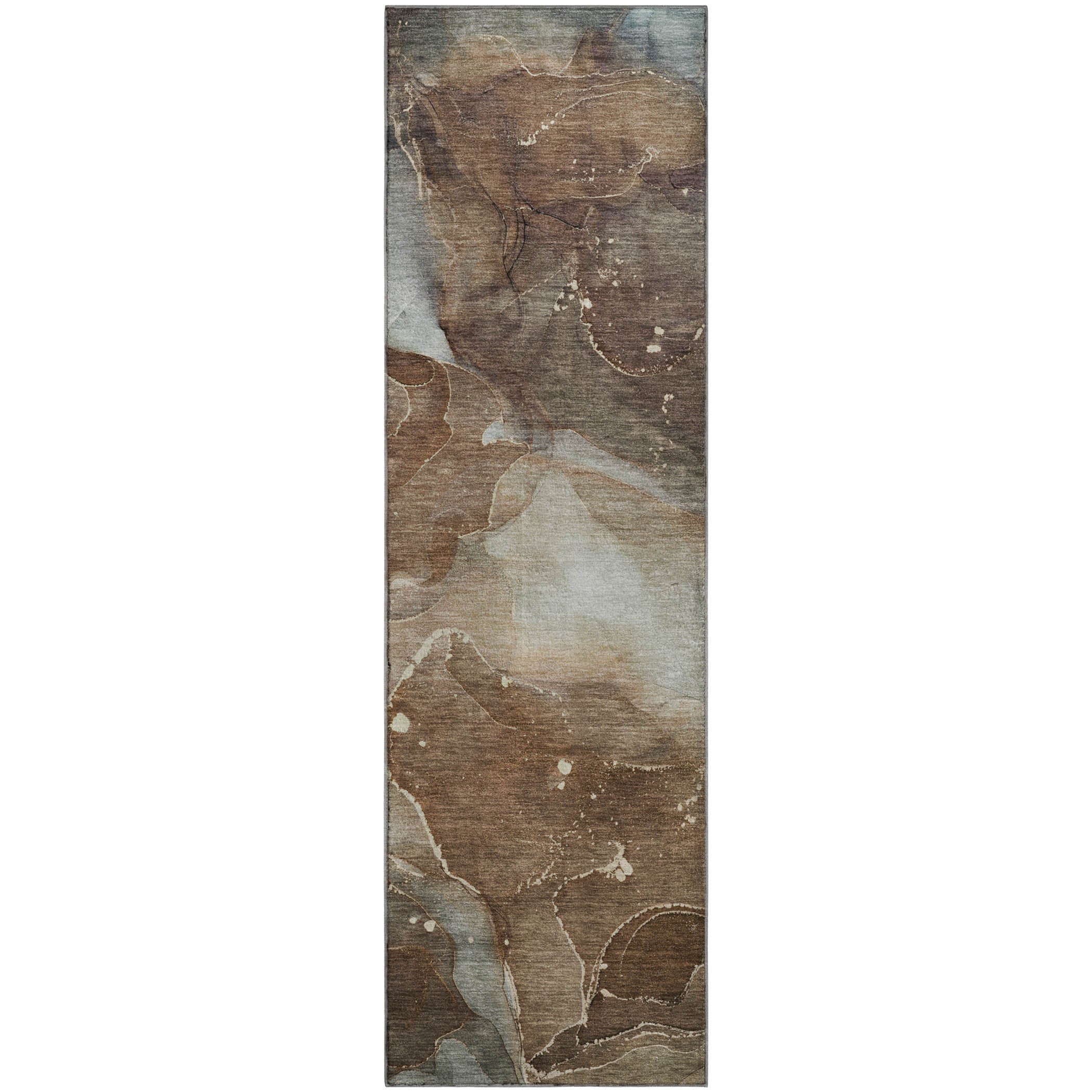Valletta Machine Washable Transitional Brown Rug 2'3" x 7'6" #shape_Runner