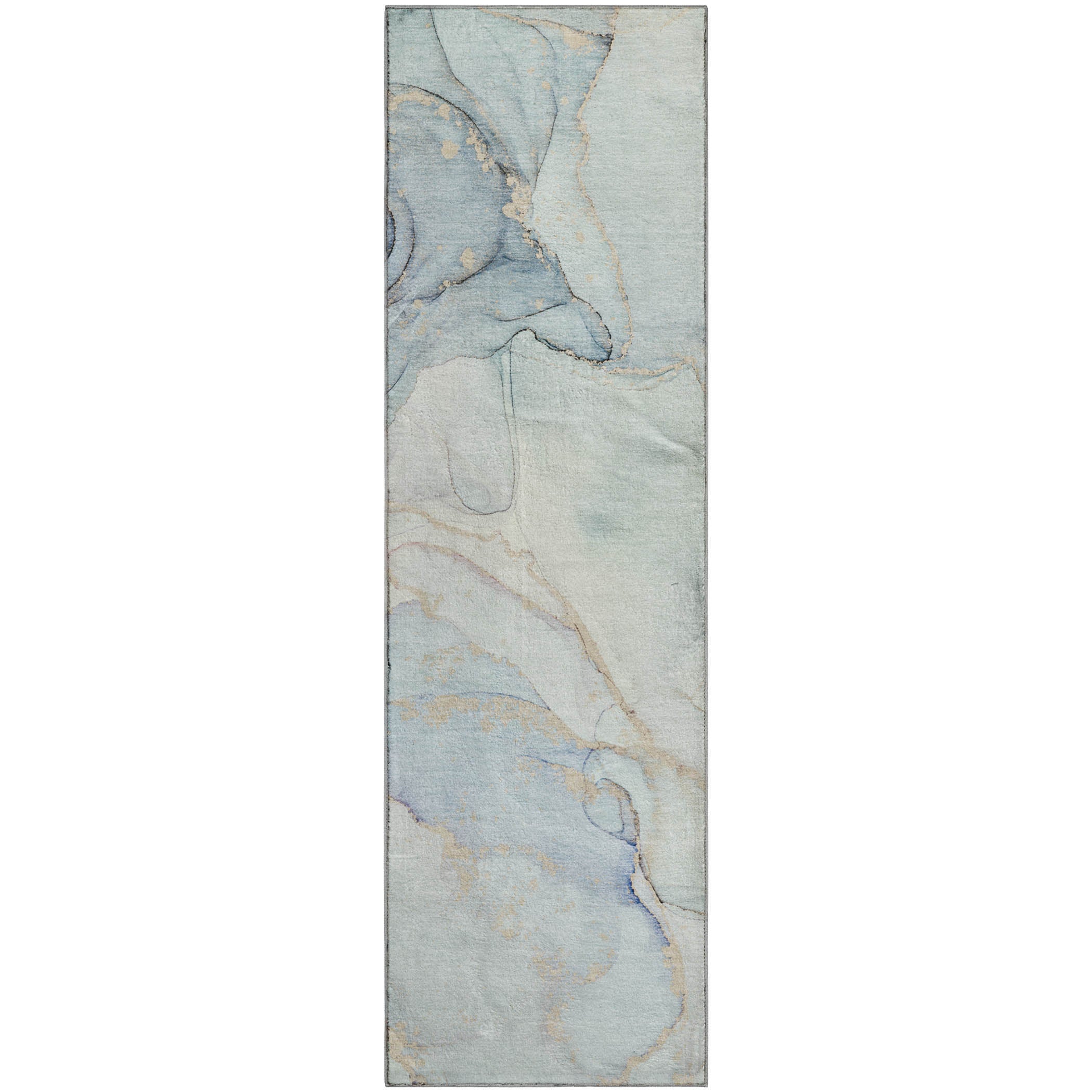 Zanzibar Machine Washable Transitional Sky Blue Rug 2'3" x 7'6" #shape_Runner