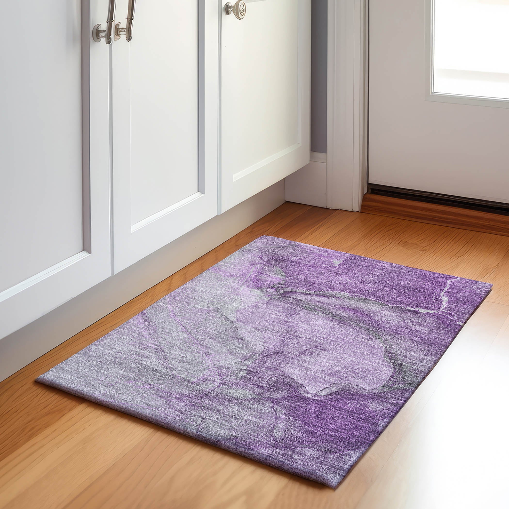 Bogota Machine Washable Transitional Lilac Purple Rug 1'8" x 2'6" #shape_Rectangle