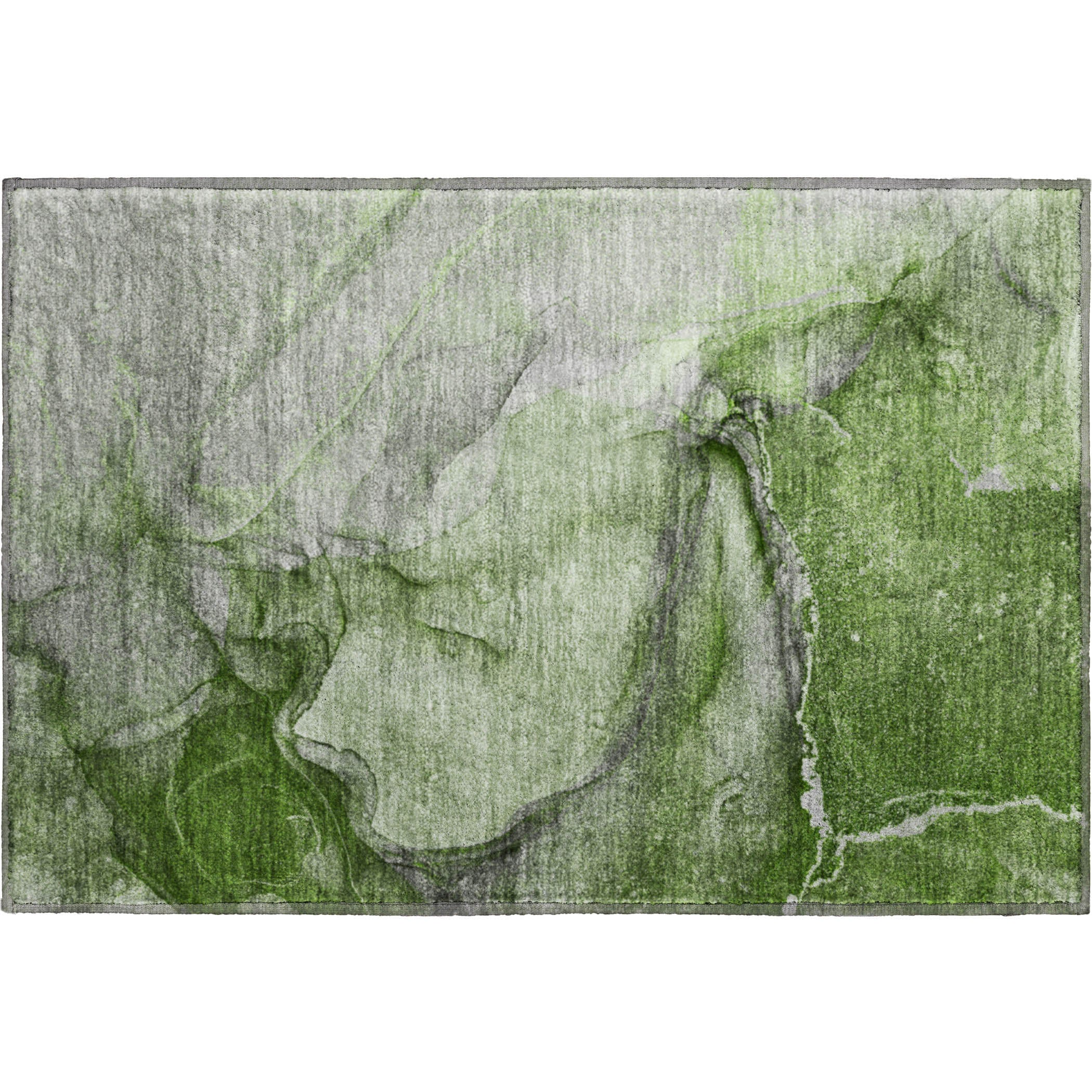 Bogota Machine Washable Transitional Olive Green Rug 1'8" x 2'6" #shape_Rectangle