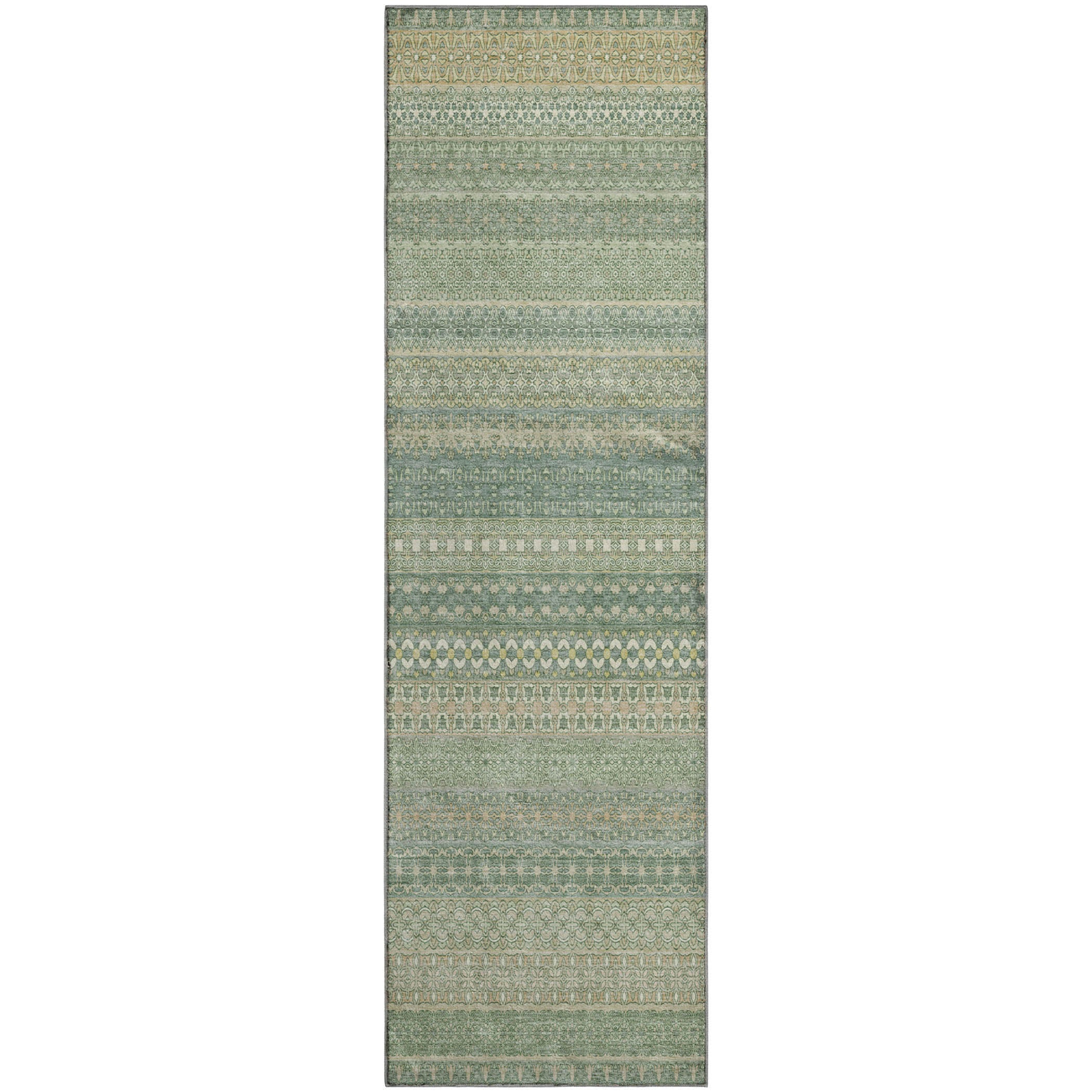 Porto Machine Washable Transitional Aloe Green Rug 2'3" x 7'6" #shape_Runner