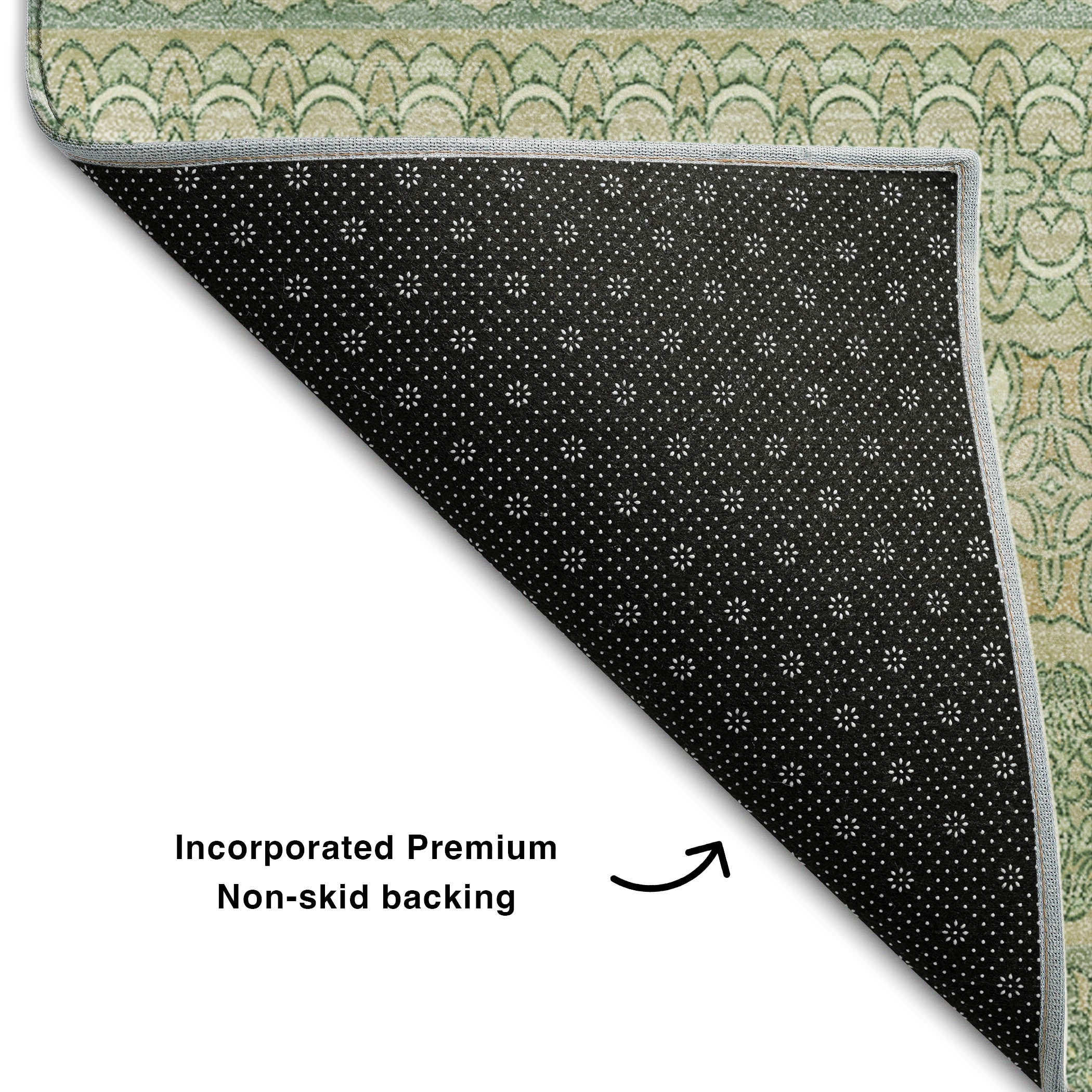 Porto Machine Washable Transitional Aloe Green Rug 1'8" x 2'6" #shape_Rectangle