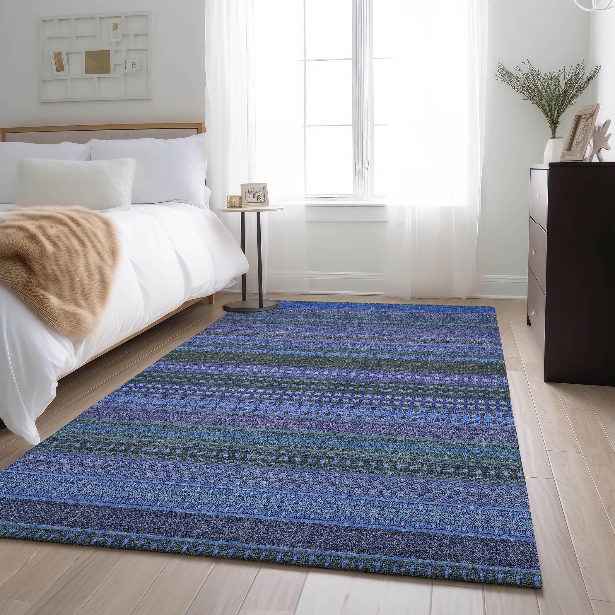 Porto Machine Washable Transitional Blue Rug 2'6" x 3'10" #shape_Rectangle
