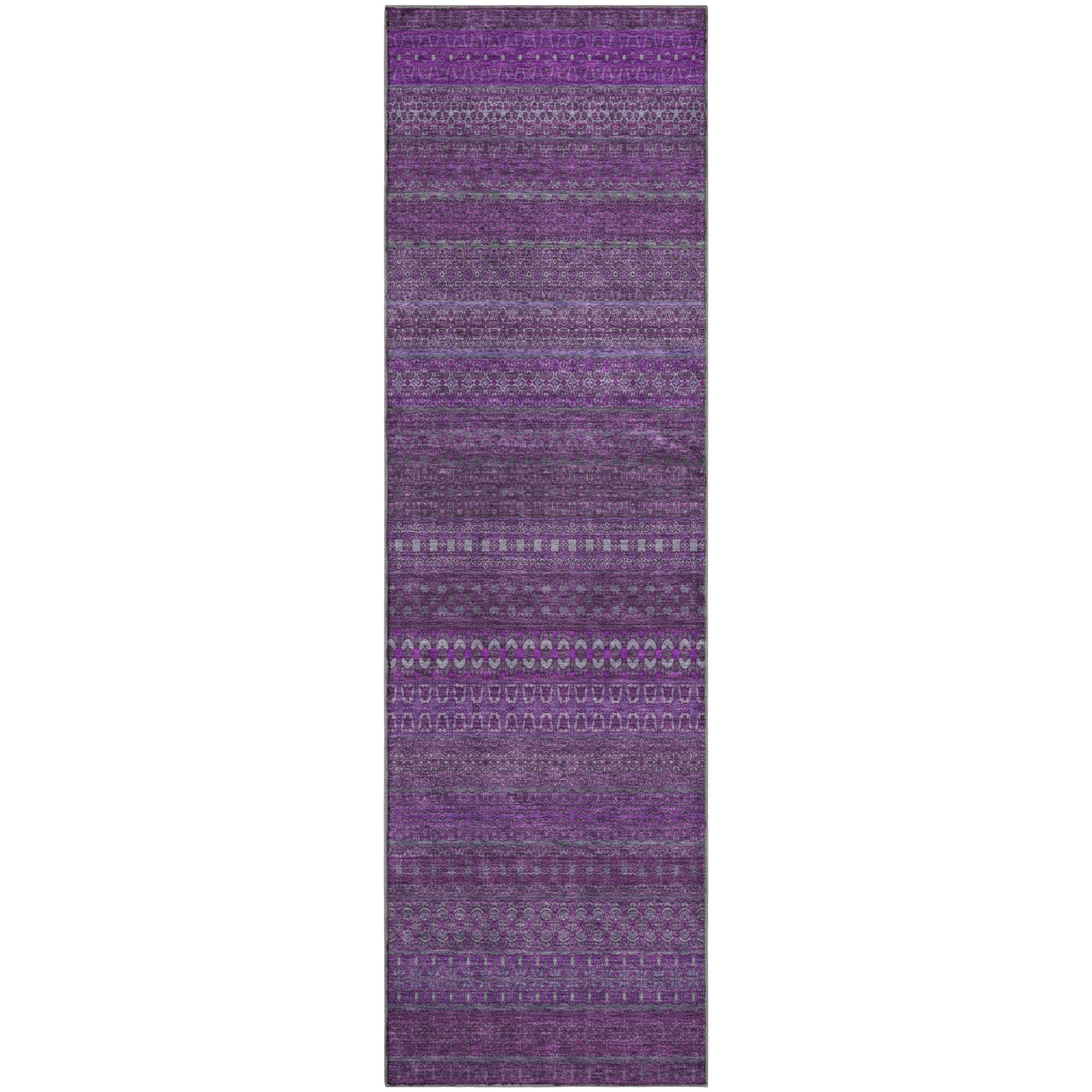 Porto Machine Washable Transitional Eggplant Purple Rug 2'3" x 7'6" #shape_Runner
