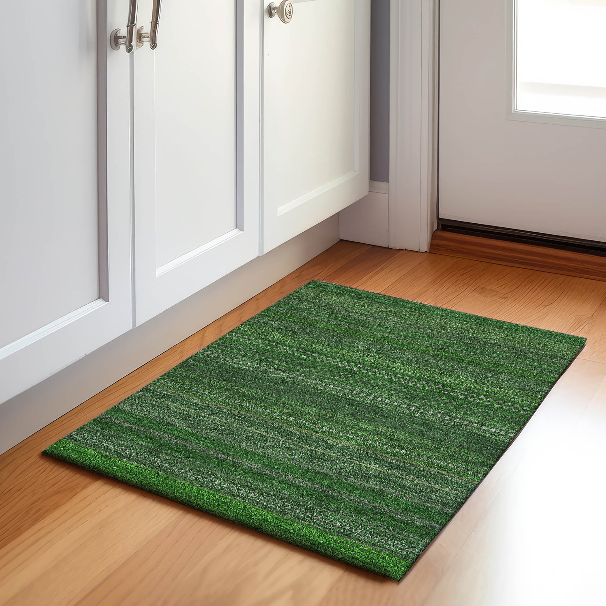 Porto Machine Washable Transitional Fern Green Rug 1'8" x 2'6" #shape_Rectangle