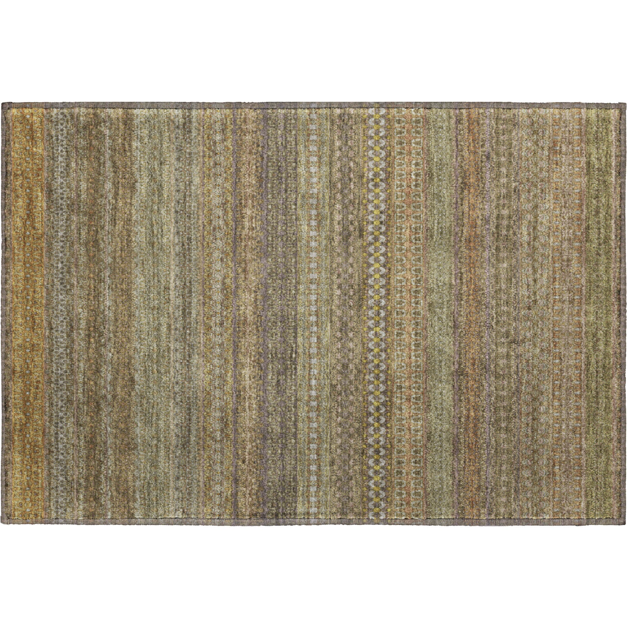 Porto Machine Washable Transitional Khaki Brown Rug 1'8" x 2'6" #shape_Rectangle