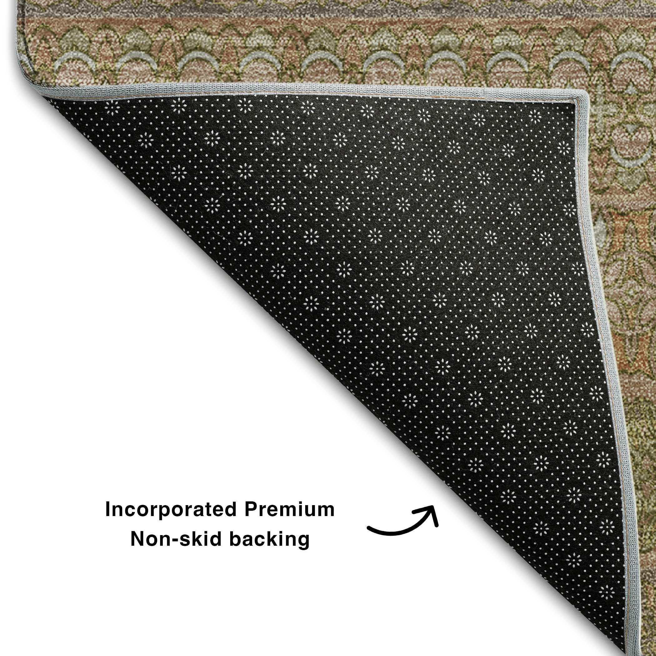 Porto Machine Washable Transitional Khaki Brown Rug 1'8" x 2'6" #shape_Rectangle