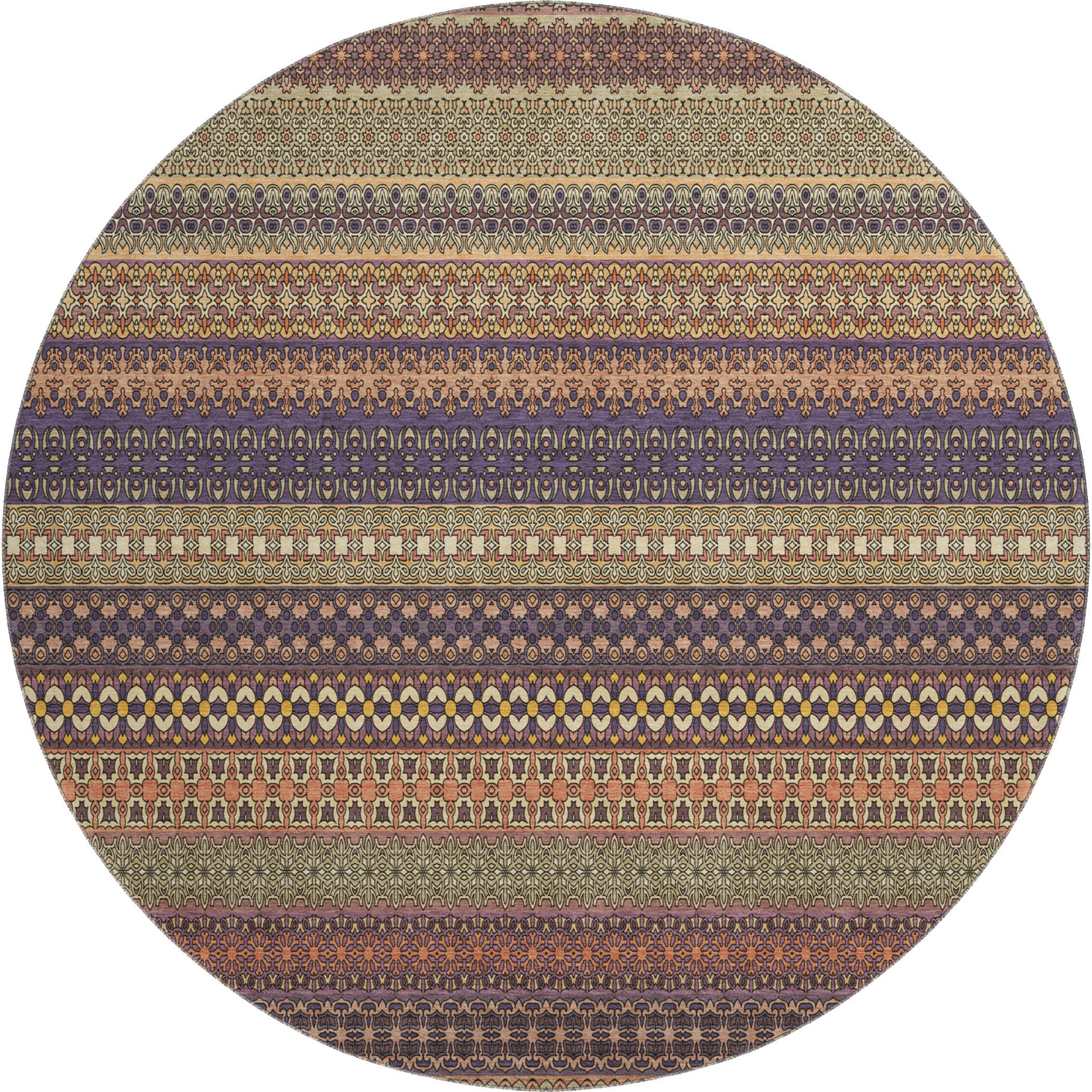 Porto Machine Washable Transitional Paprika Orange Rug 8' x 8' #shape_Round