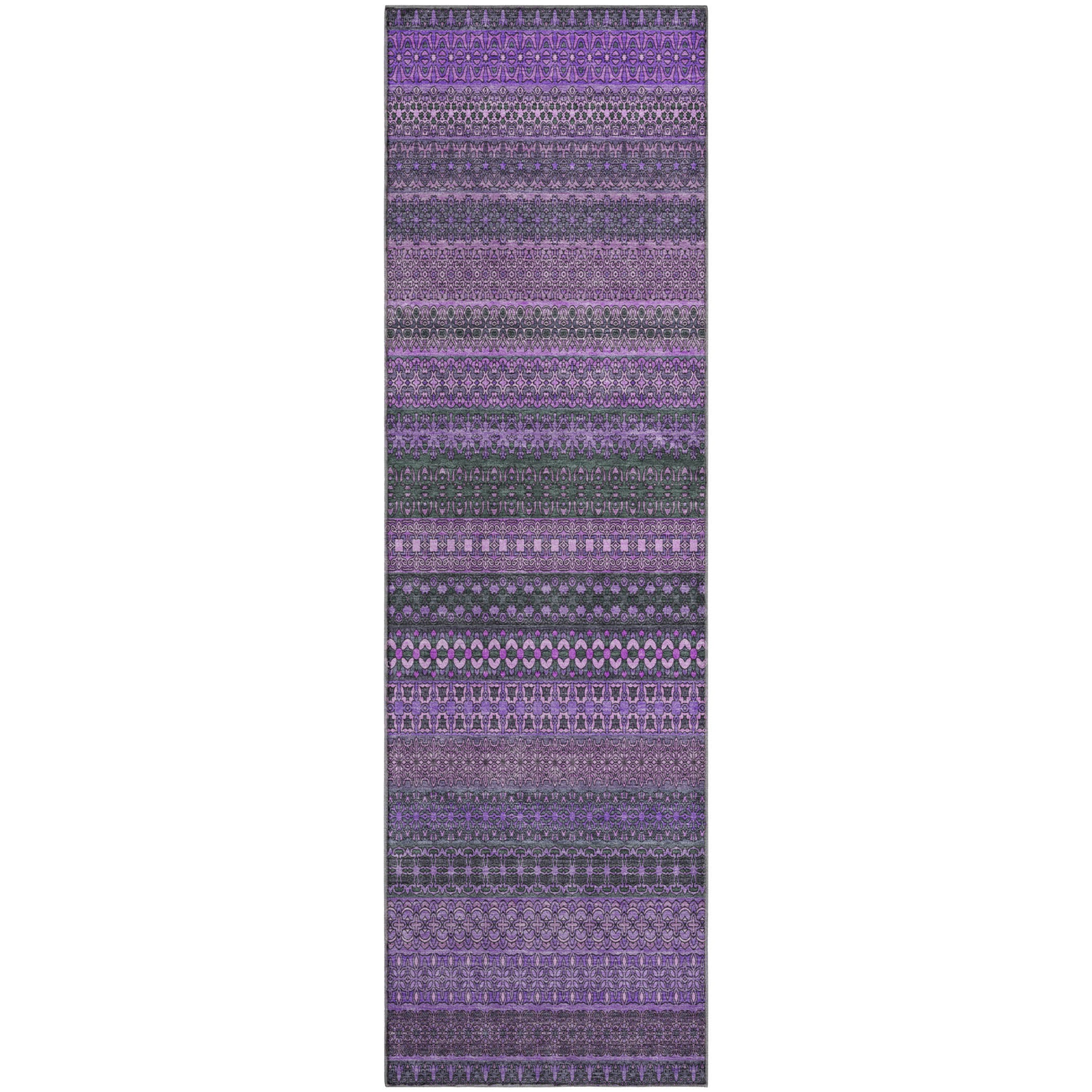 Porto Machine Washable Transitional Purple Rug 2'3" x 7'6" #shape_Runner