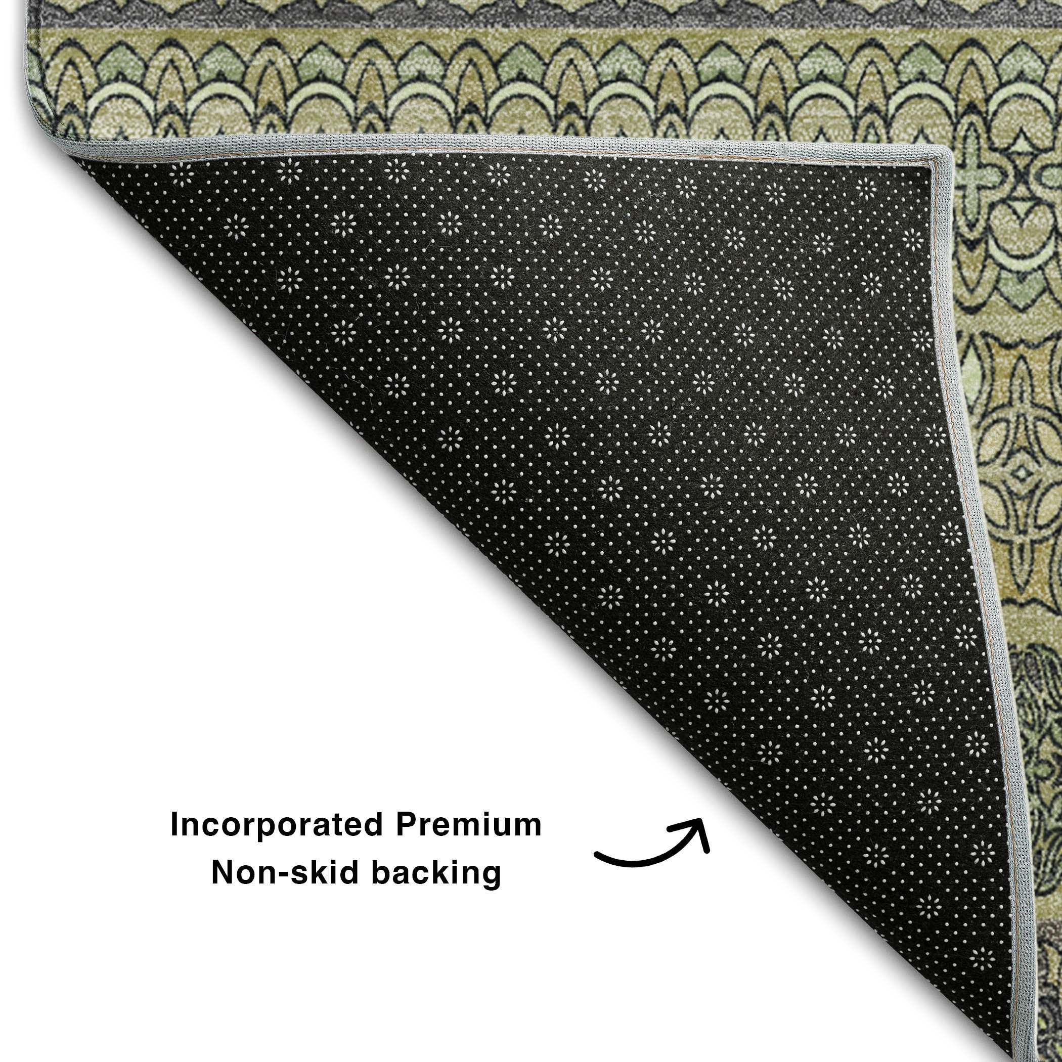 Porto Machine Washable Transitional Sage Green Rug 1'8" x 2'6" #shape_Rectangle