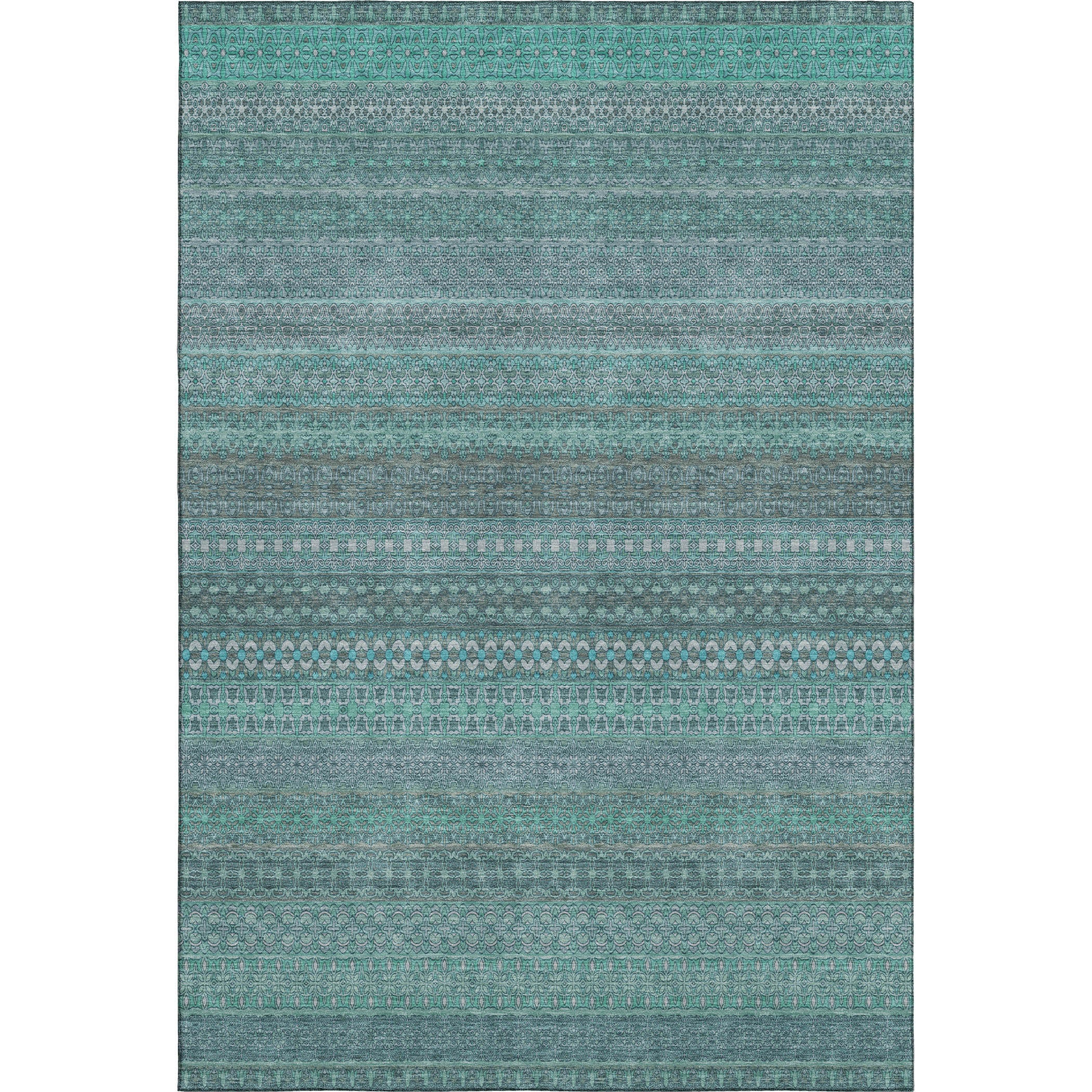 Porto Machine Washable Transitional Turquoise Teal Rug 2'6" x 3'10" #shape_Rectangle