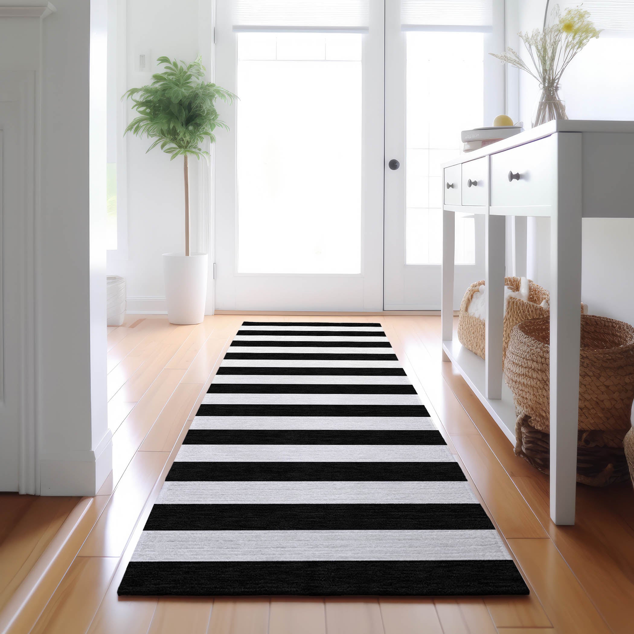 Budapest Machine Washable Transitional Black Rug 2'3" x 7'6" #shape_Runner