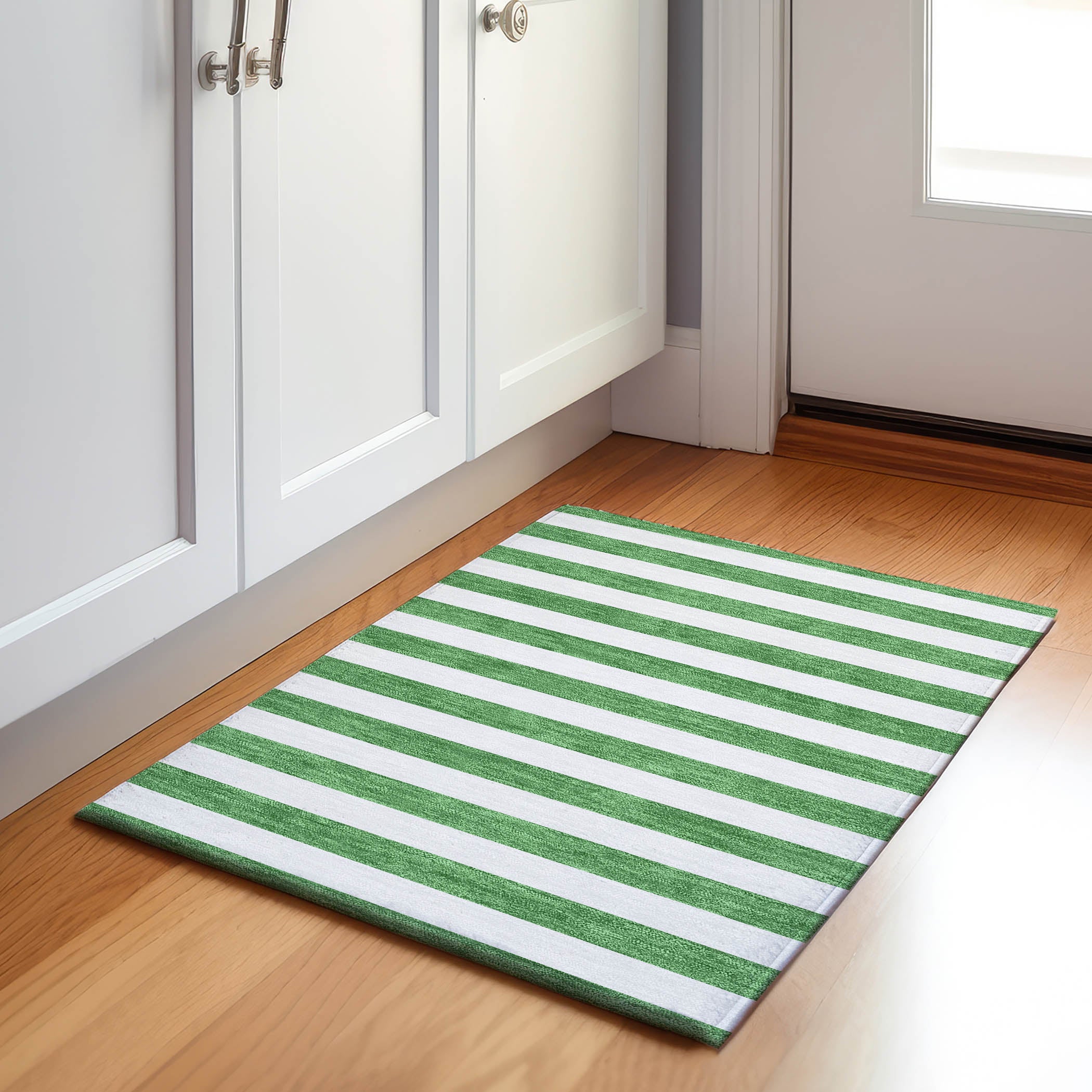 Budapest Machine Washable Transitional Green Rug 1'8" x 2'6" #shape_Rectangle