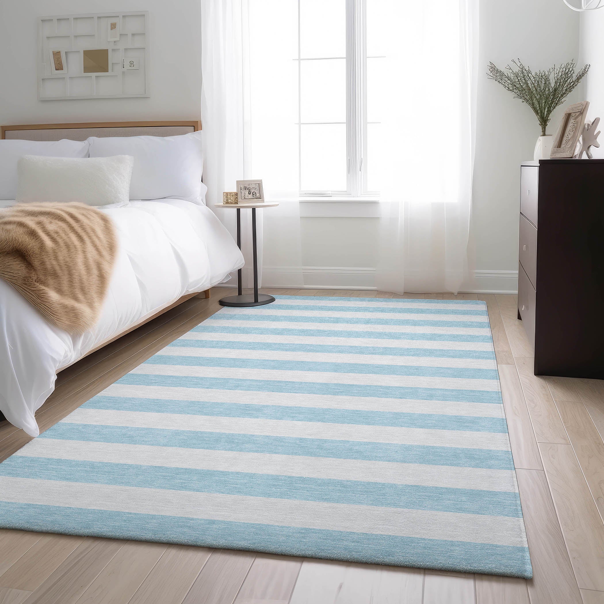 Budapest Machine Washable Transitional Sky Blue Rug 2'6" x 3'10" #shape_Rectangle