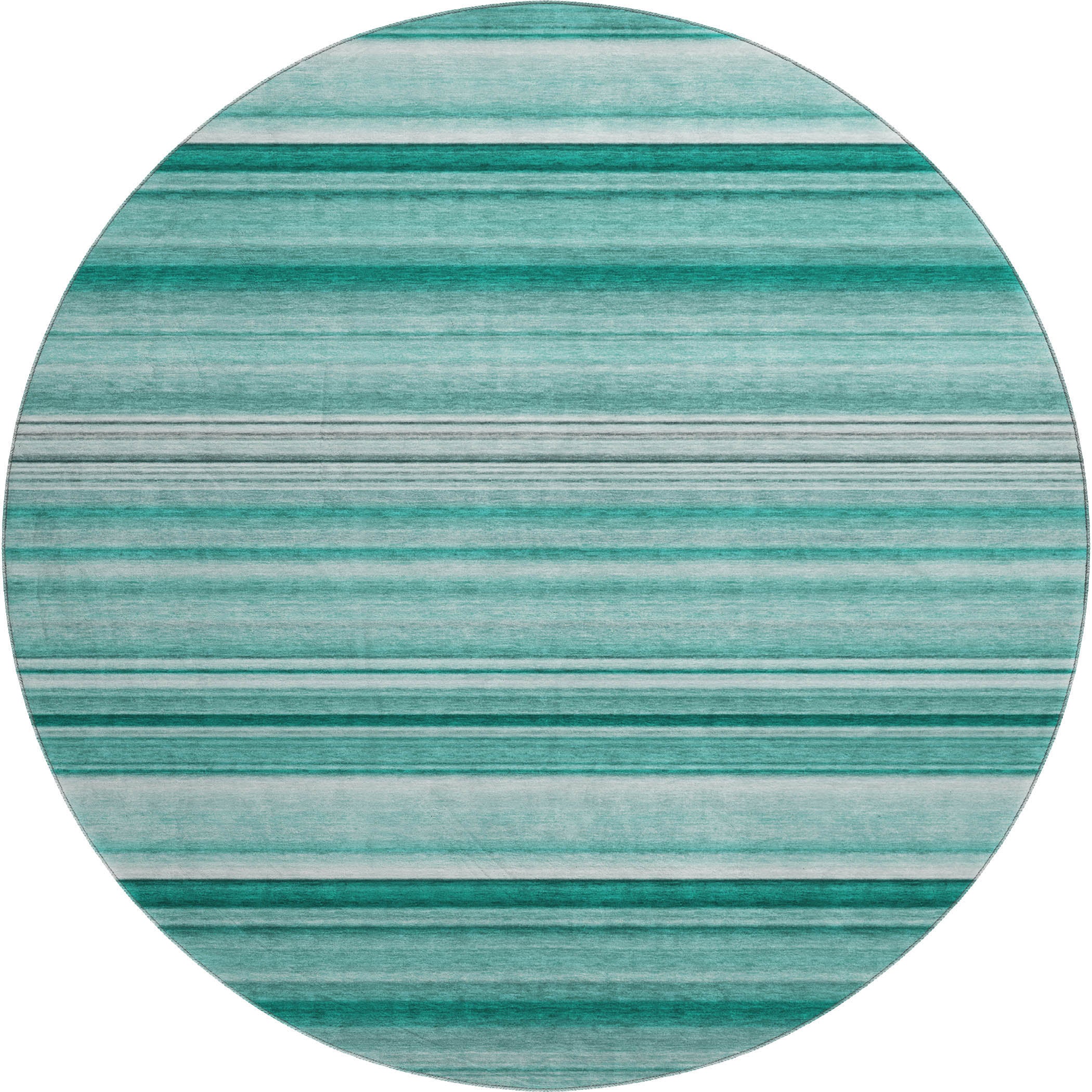Antigua Machine Washable Transitional Aqua Teal Rug 8' x 8' #shape_Round